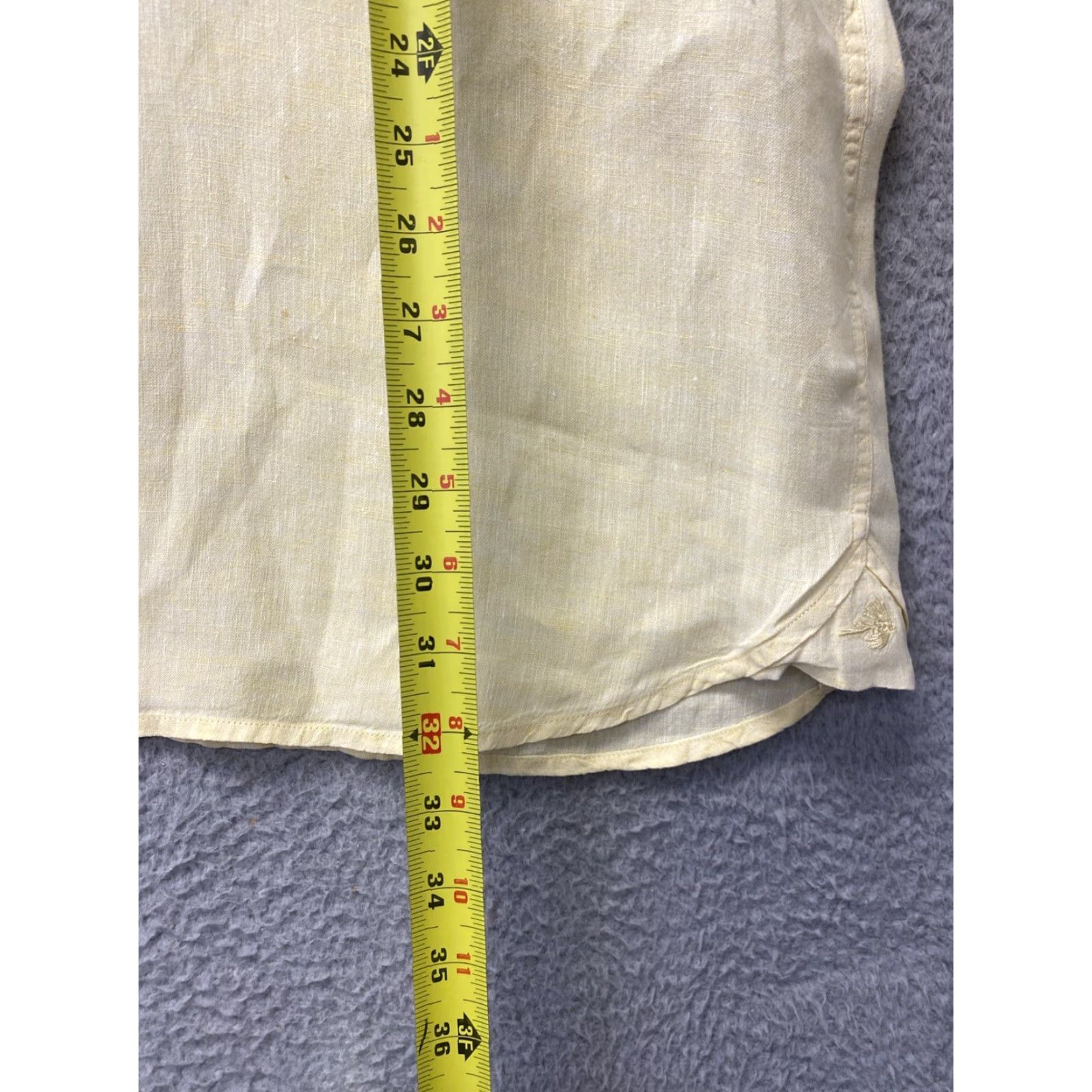Orvis ORVIS Men's Linen Long Sleeve Button-Up Shirt XL Chambray Yellow Solid Outdoor Preppy Size US XL / EU 56 / 4 - 6 Thumbnail