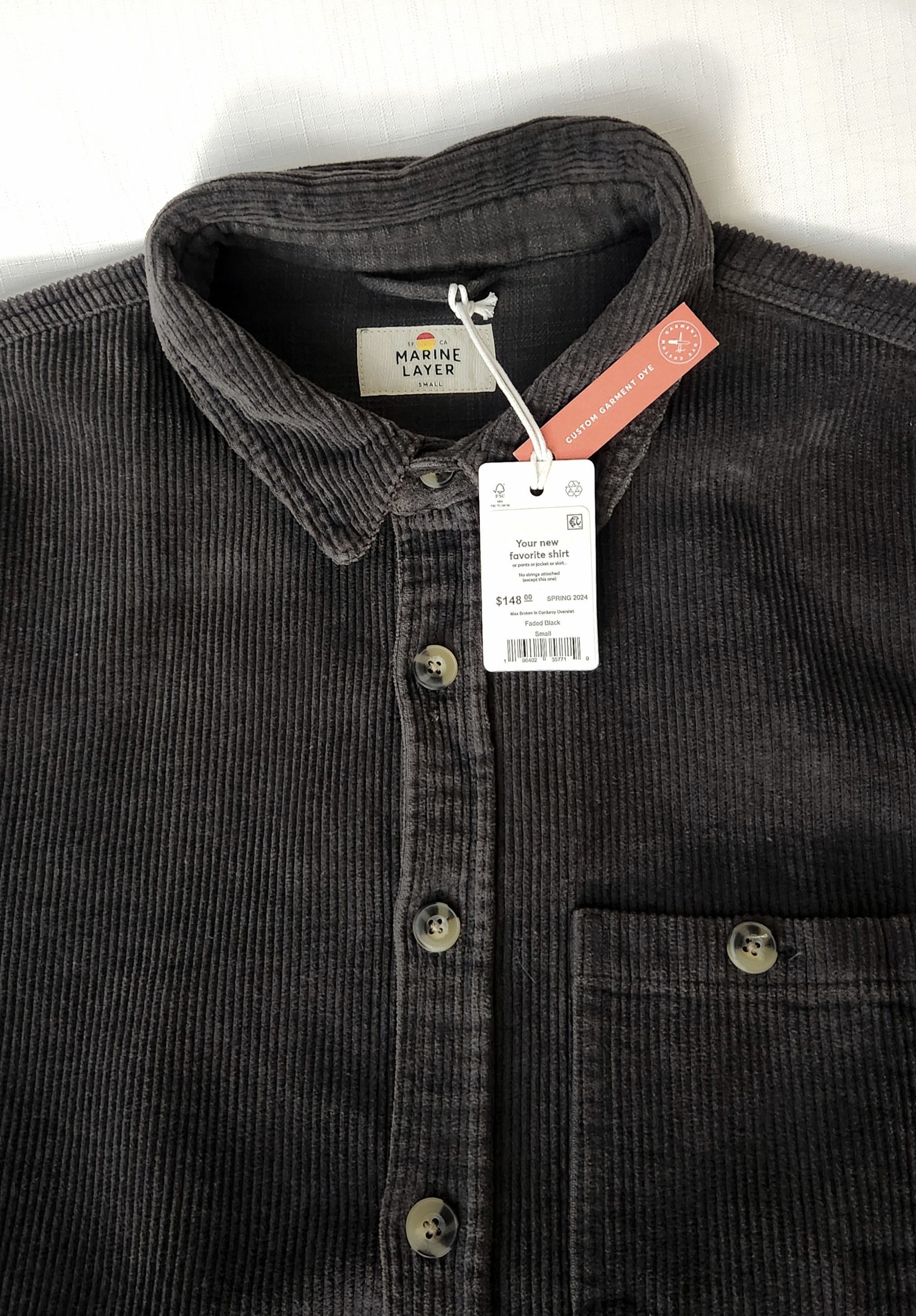 Marine Layer MARINE LAYER Broken In Corduroy Overshirt Faded Black Small Size US S / EU 44-46 / 1 - 5 Thumbnail
