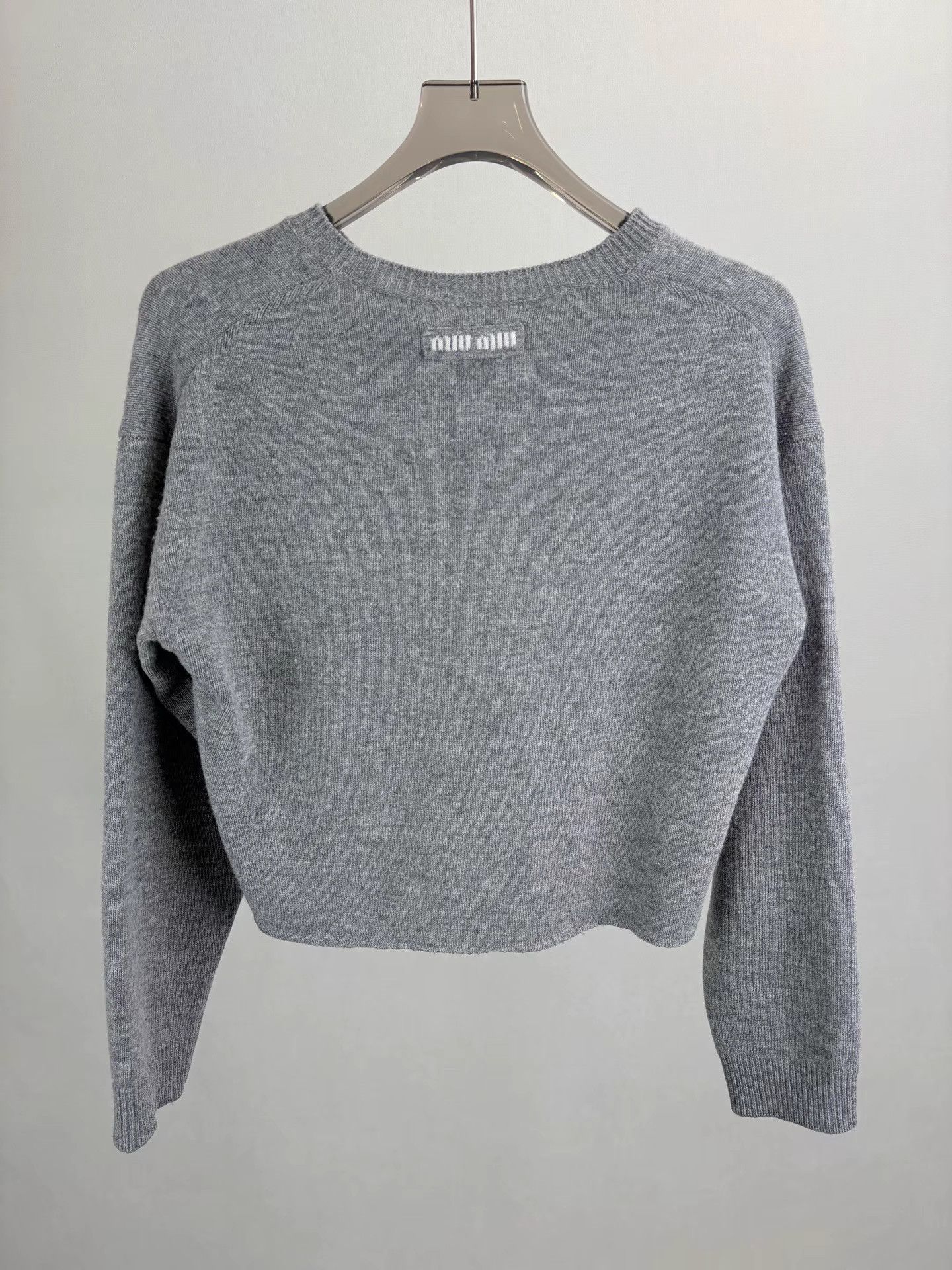 Miu Miu MIUMIU Grey V-Neck Wool Sweater Size S / US 4 / IT 40 - 2 Thumbnail