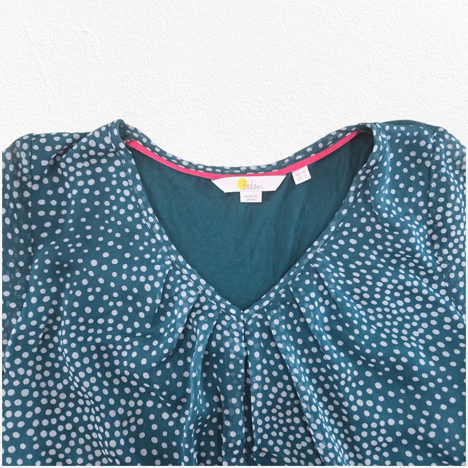 Boden Boden Teal Polka Dot Blouse Sheer Long Sleeves Blouse Size 2 Size XS / US 0-2 / IT 36-38 - 5 Thumbnail