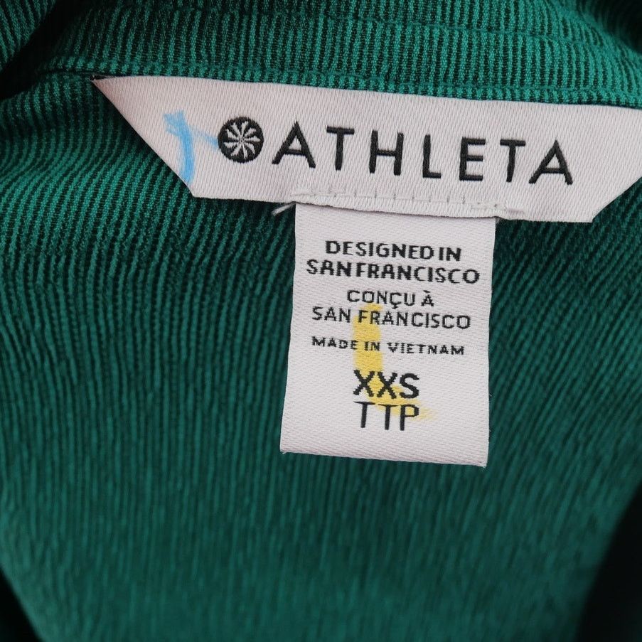 Athleta NEW Athleta Green Echo Crop Button Up Short Sleeve Shirt Size XXS / US 00 / IT 34 - 2 Thumbnail