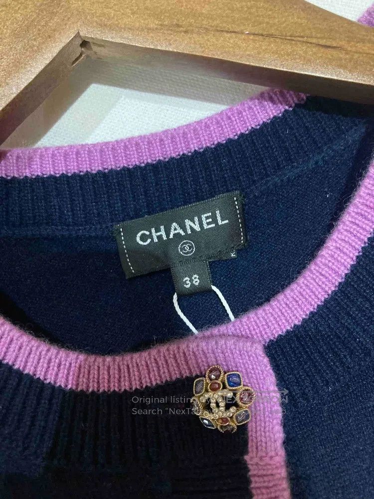 Chanel Chanel 22k Tibetan blue floral short-sleeved knitwear Size XS / US 0-2 / IT 36-38 - 6 Thumbnail