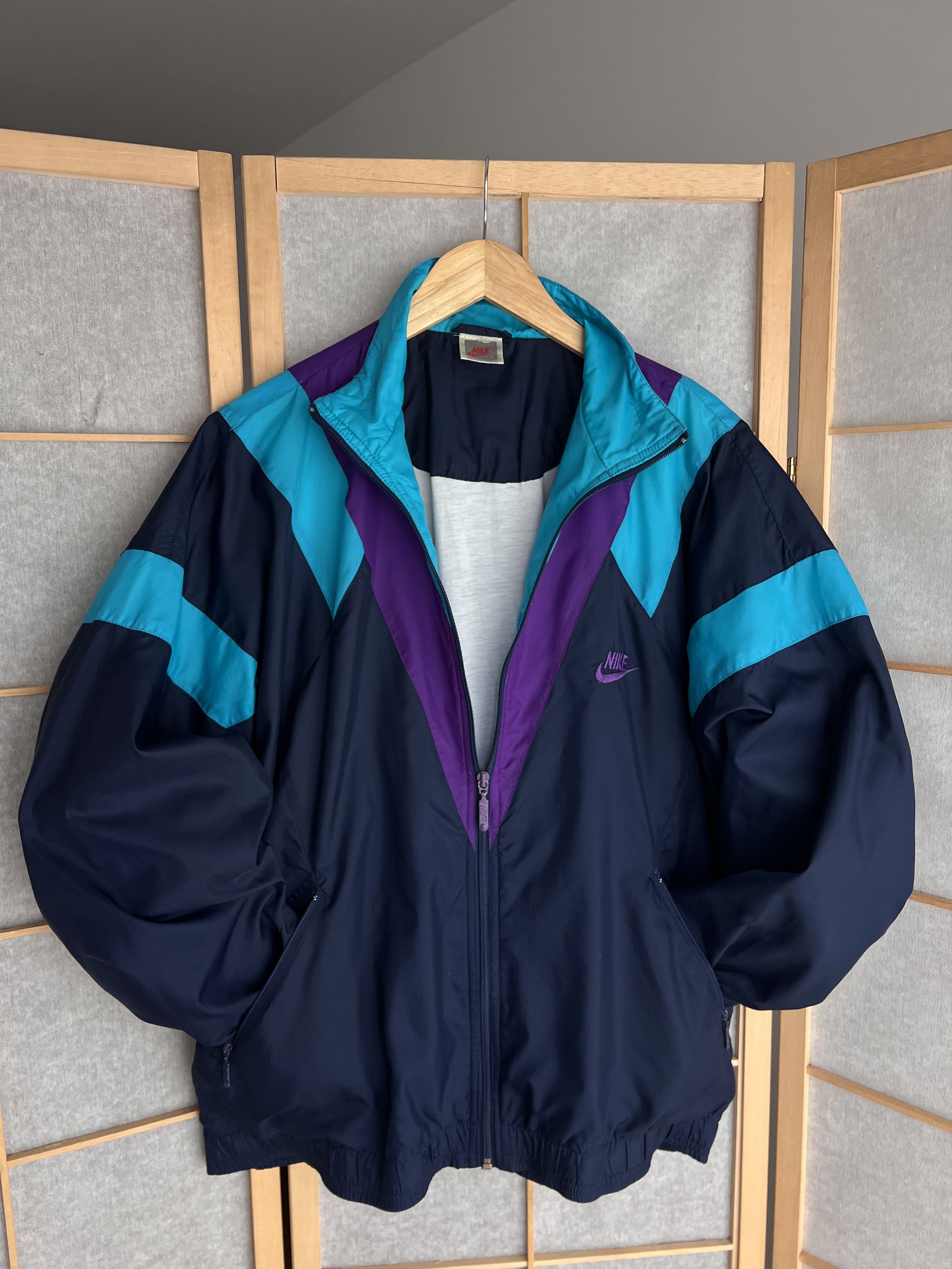 Nike Nike vintage 1990s nylon multicolour track top retro jacket Size US L / EU 52-54 / 3 - 8 Thumbnail