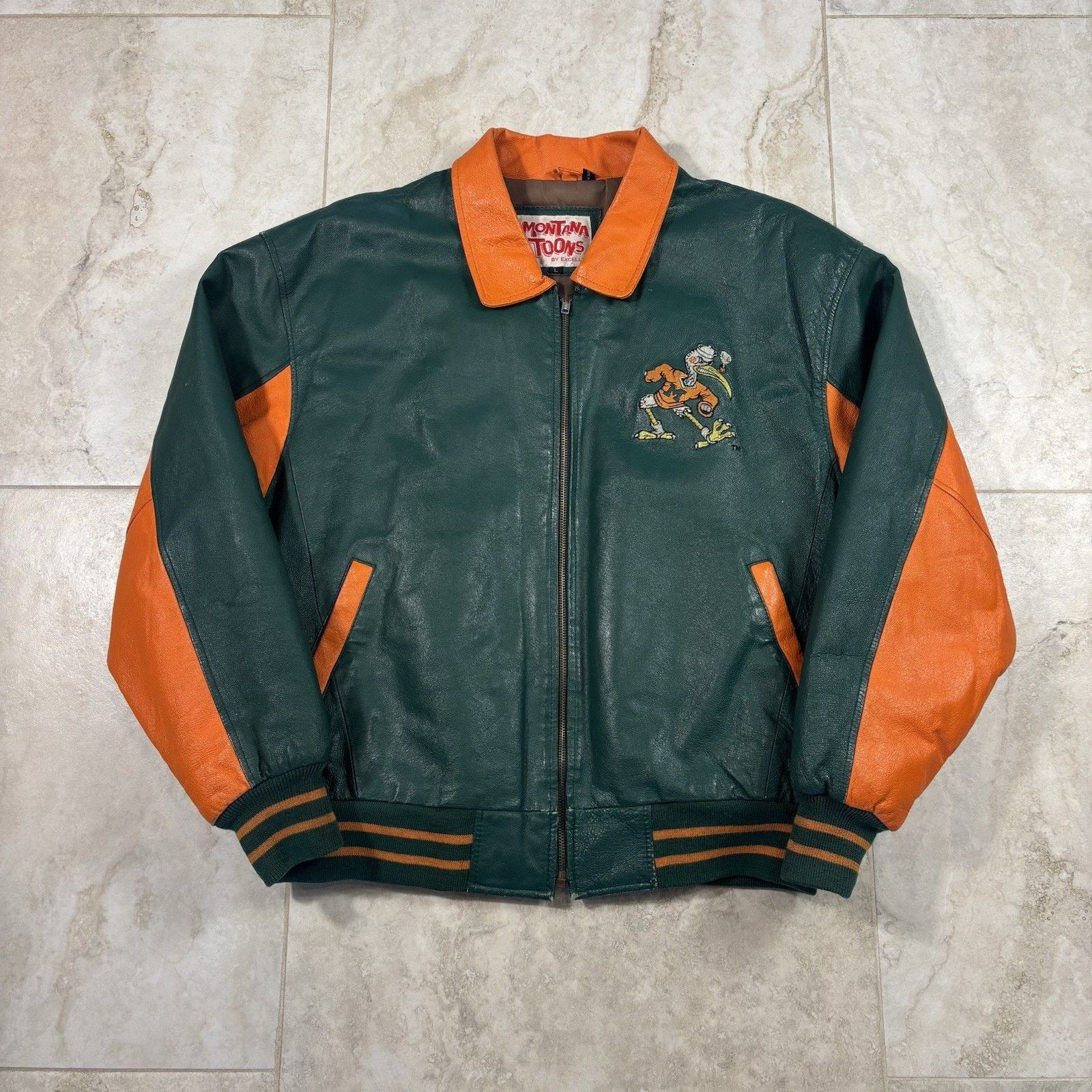 Excelled Vintage Miami Hurricanes Looney Tunes Leather Jacket Mens L Size US L / EU 52-54 / 3 - 3 Thumbnail