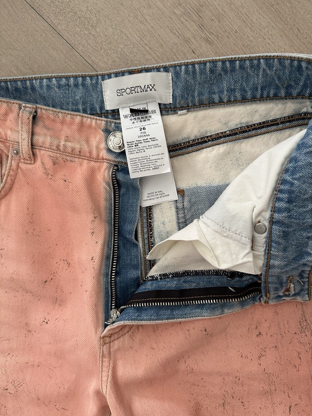 Sportmax Sportmax Fedra Flared High Waist Denim Paint Effect Jeans Size 26" / US 2 / IT 38 - 17 Thumbnail
