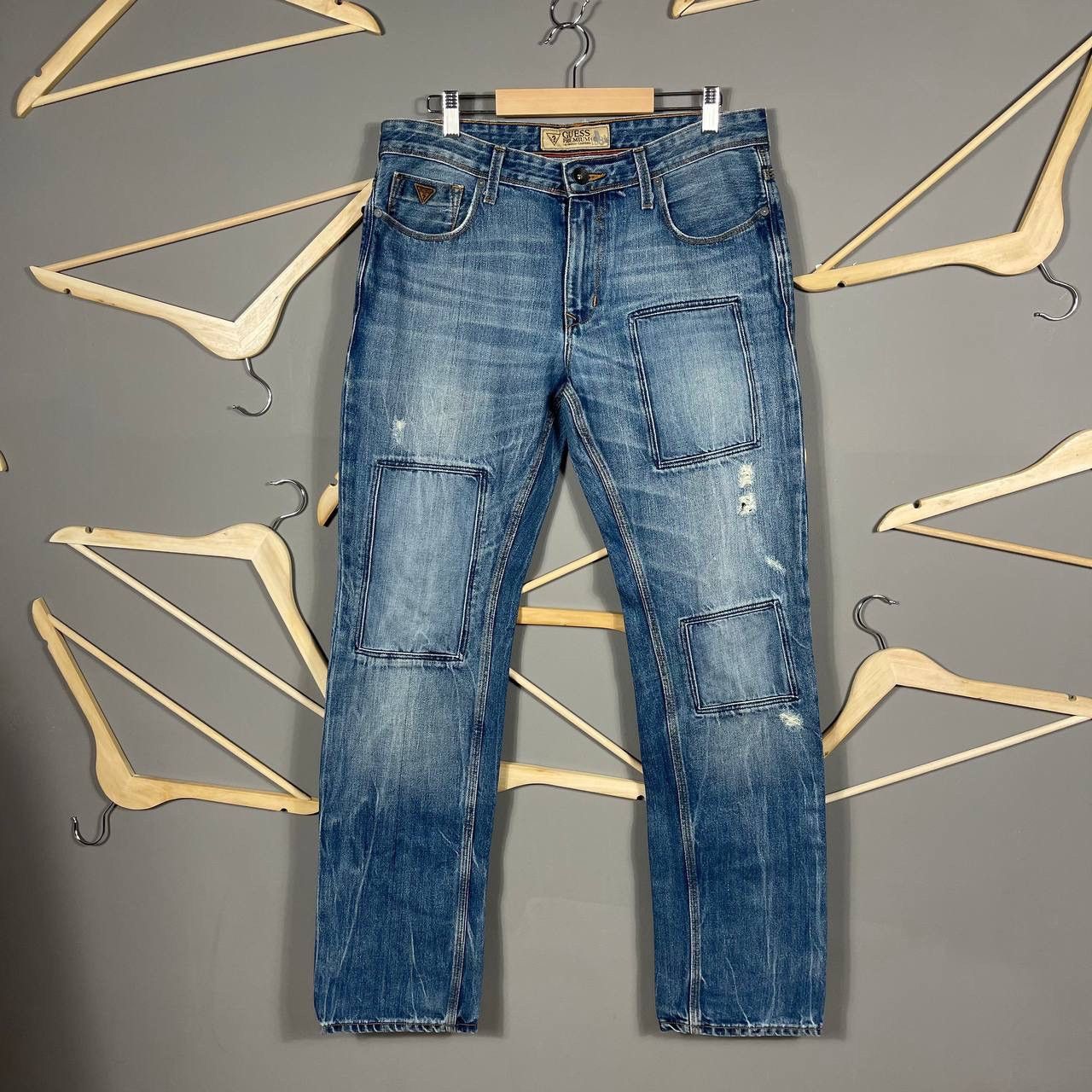 Guess × Vintage Guess Premium Lincoln Distressed Patchwork Jeans - Size 33 Size US 33 - 1 Thumbnail