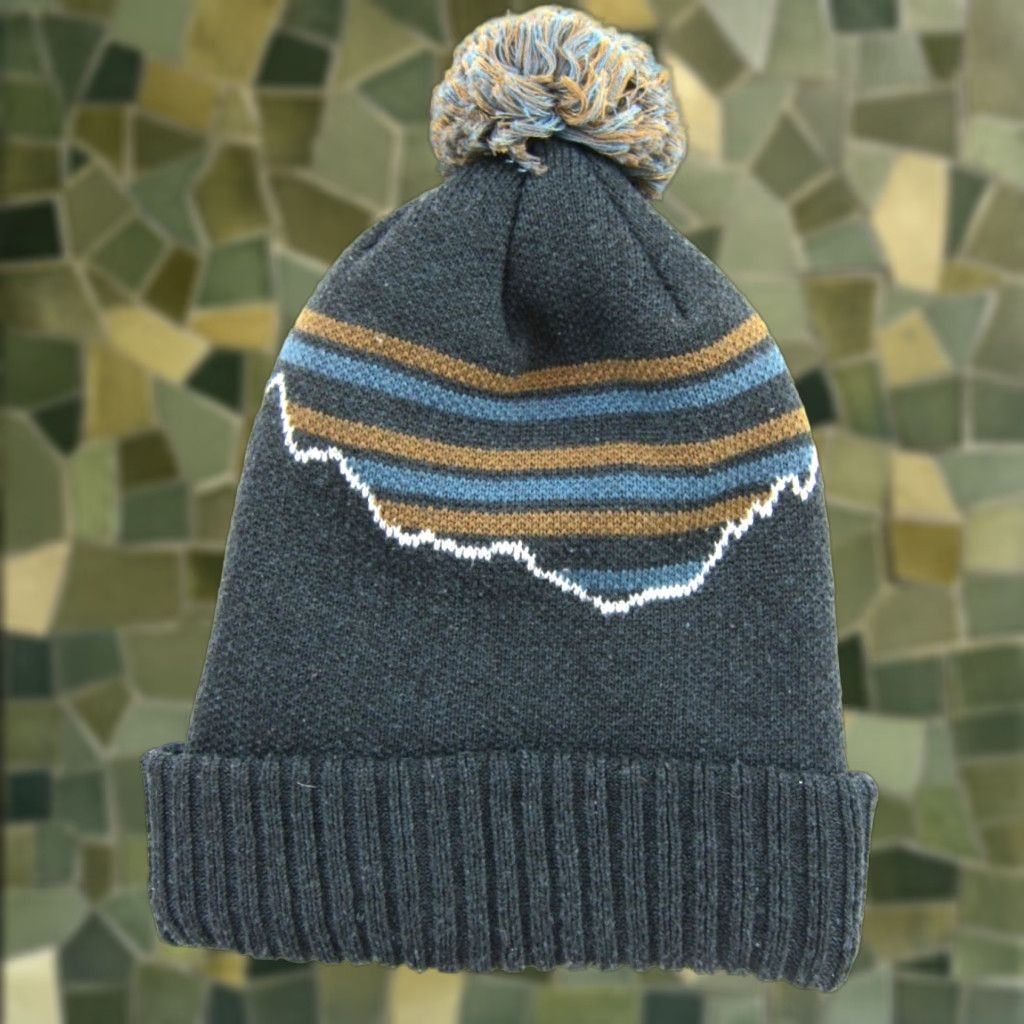 Patagonia Patagonia Beanie Cap Hat One Size Unisex Adults Knit Polyester Grey Brown Blue Mountain Pom Size ONE SIZE - 1 Thumbnail