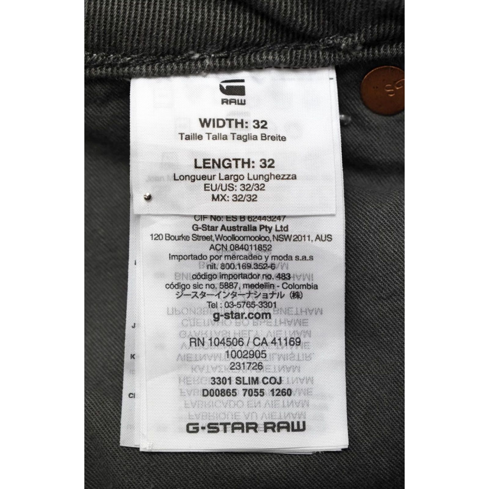 G-Star G-STAR 3301 Slim Jeans Men's W32/L32 Faded Whiskers Button Fly Grey Jeans Size US 32 / EU 48 - 7 Thumbnail