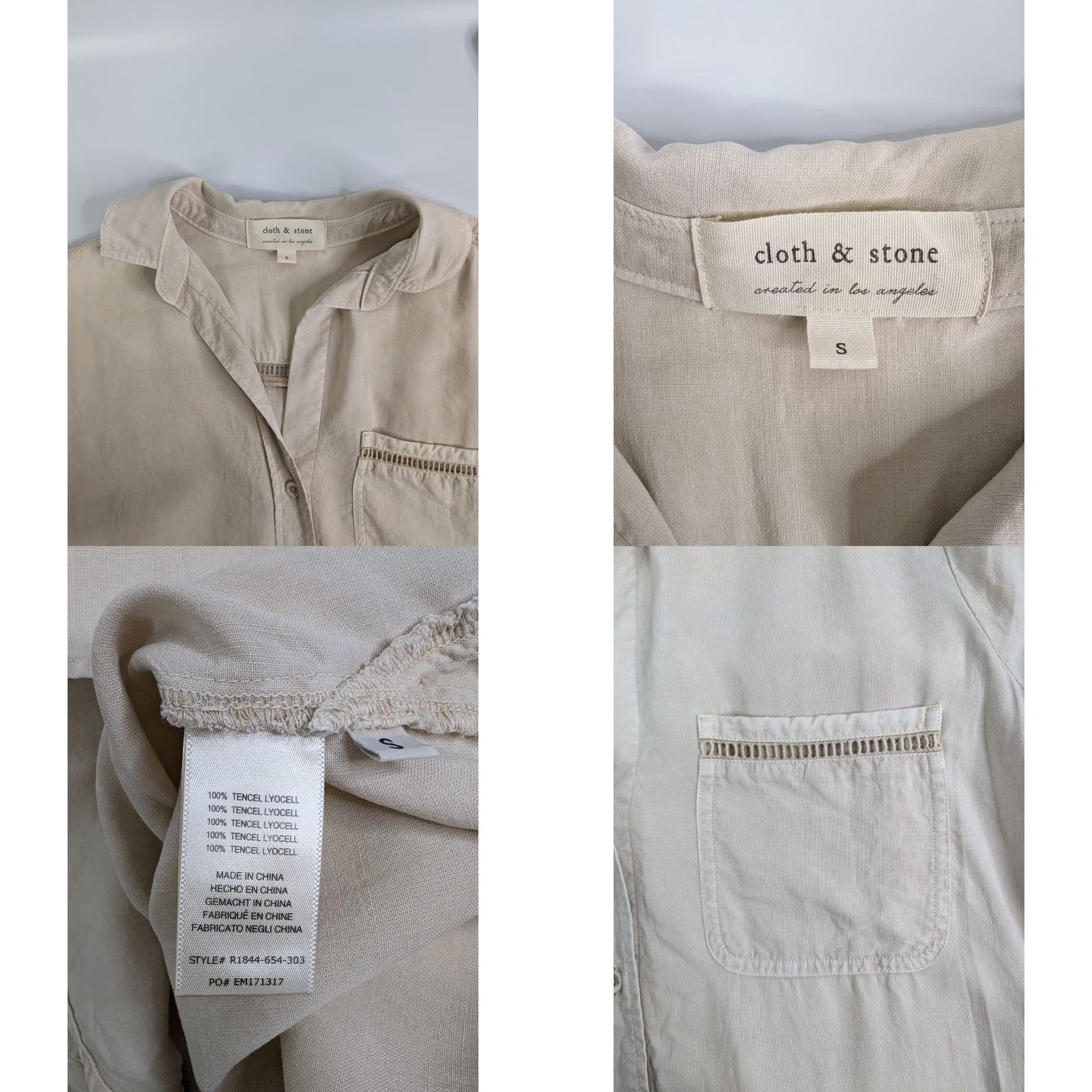 Anthropologie Anthropologie Dale Shirt Blouse Cream Womens Size Small Western Ivory Tencel Solid Long Sleeve Collared Shirt Blouse Womens Western Style Size S Size S / US 4 / IT 40 - 8 Thumbnail
