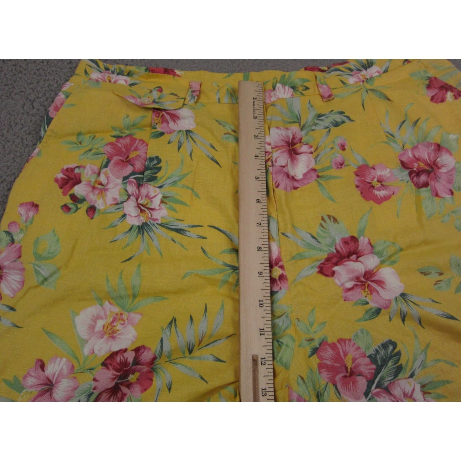 Ralph Lauren VINTAGE Ralph Lauren Shorts Womens 16 Yellow Floral 100% Linen High Rise Summer Ladies Size 32" / US 10 / IT 46 - 6 Thumbnail