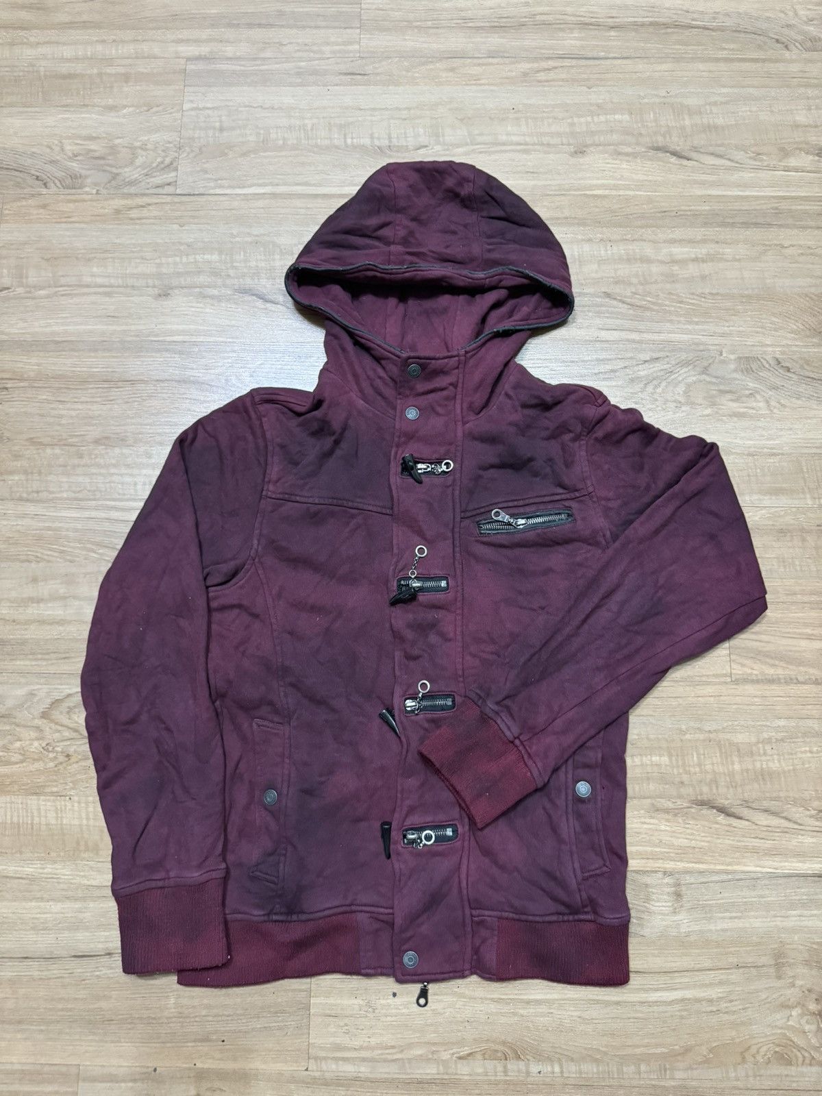 image of In The Attic Cyber Punk Gothic Jacket in Red, Men's (Size Large)