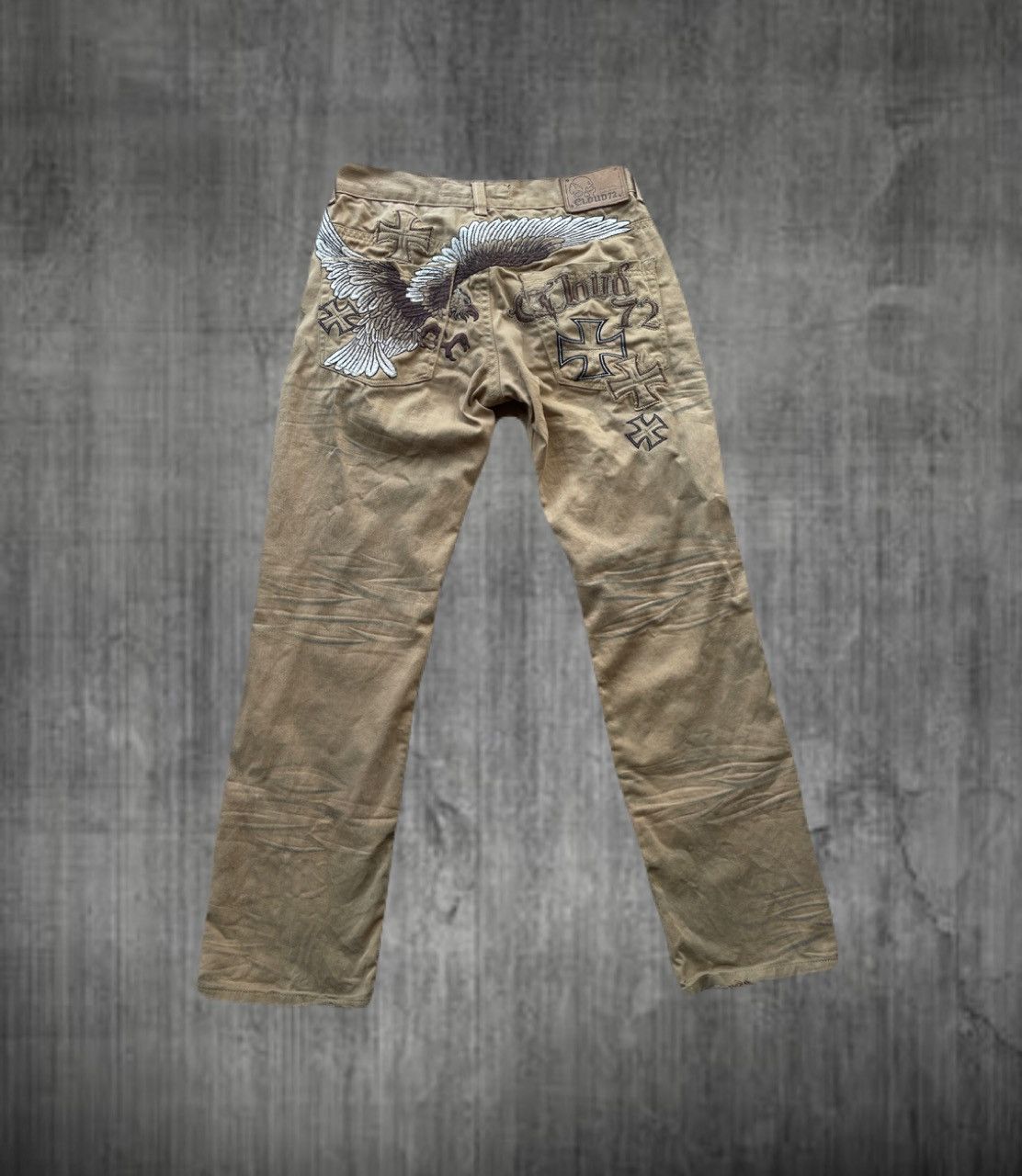 2000s Japanese archive Distressed Embroidery Pants Vkei Y2K