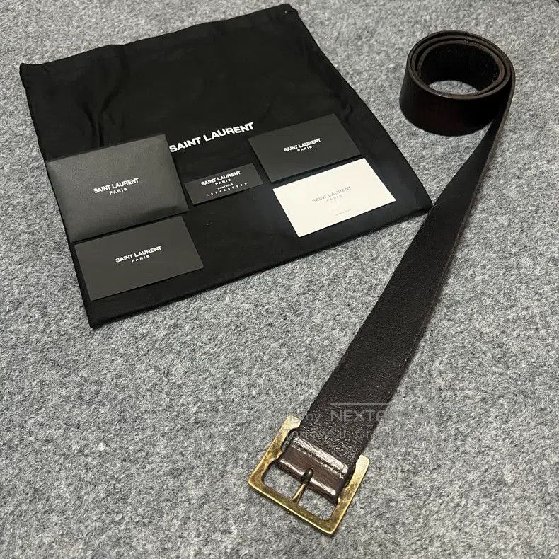 Saint Laurent Paris Saint Laurent Paris Square Buckle Cracked Leather Belt i Size ONE SIZE - 4 Thumbnail