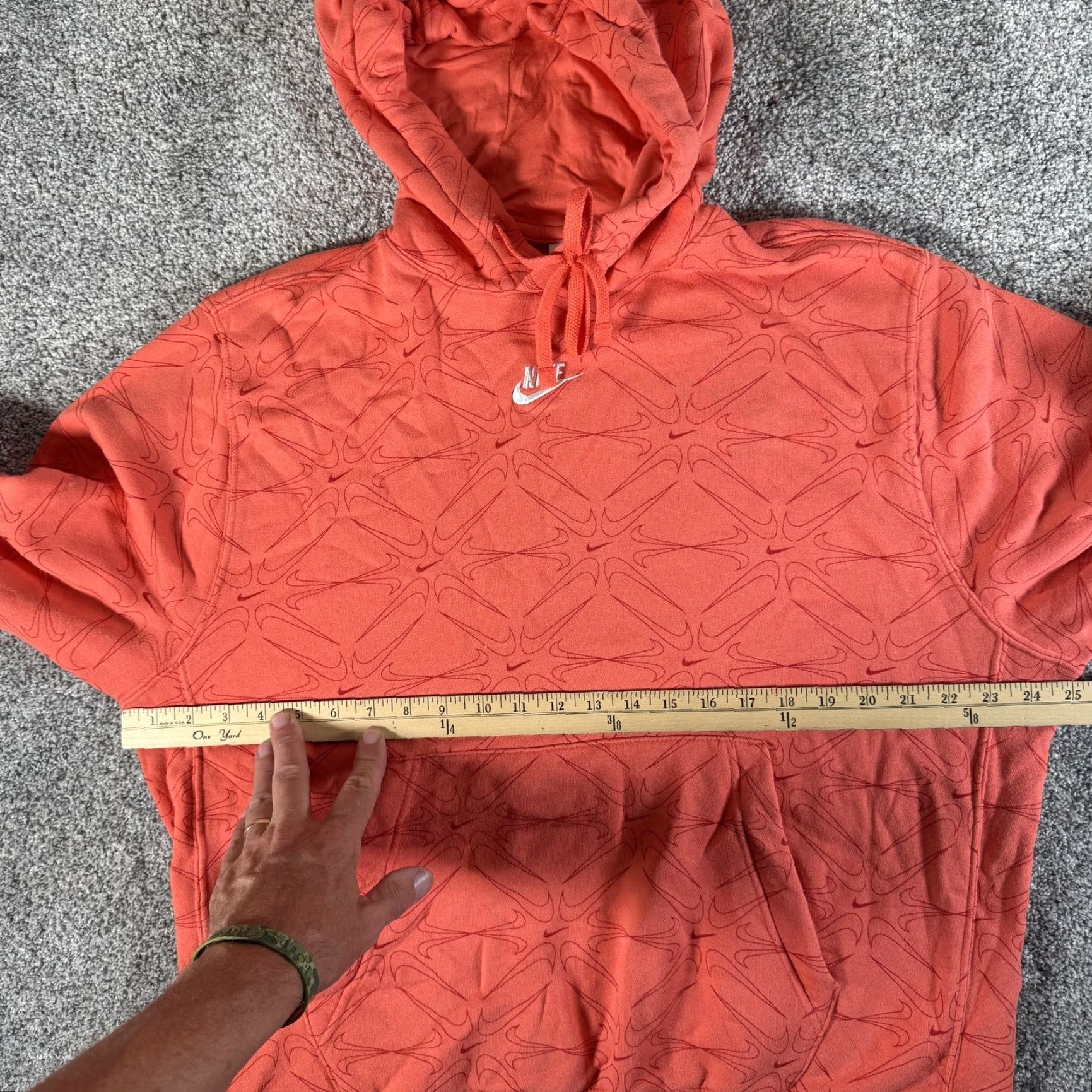 Nike Nike Hoodie Mens Large DM7380-814 Allover Swoosh Embossed Fleece Kangaroo Pocket Orange Streetwear Size US L / EU 52-54 / 3 - 3 Thumbnail