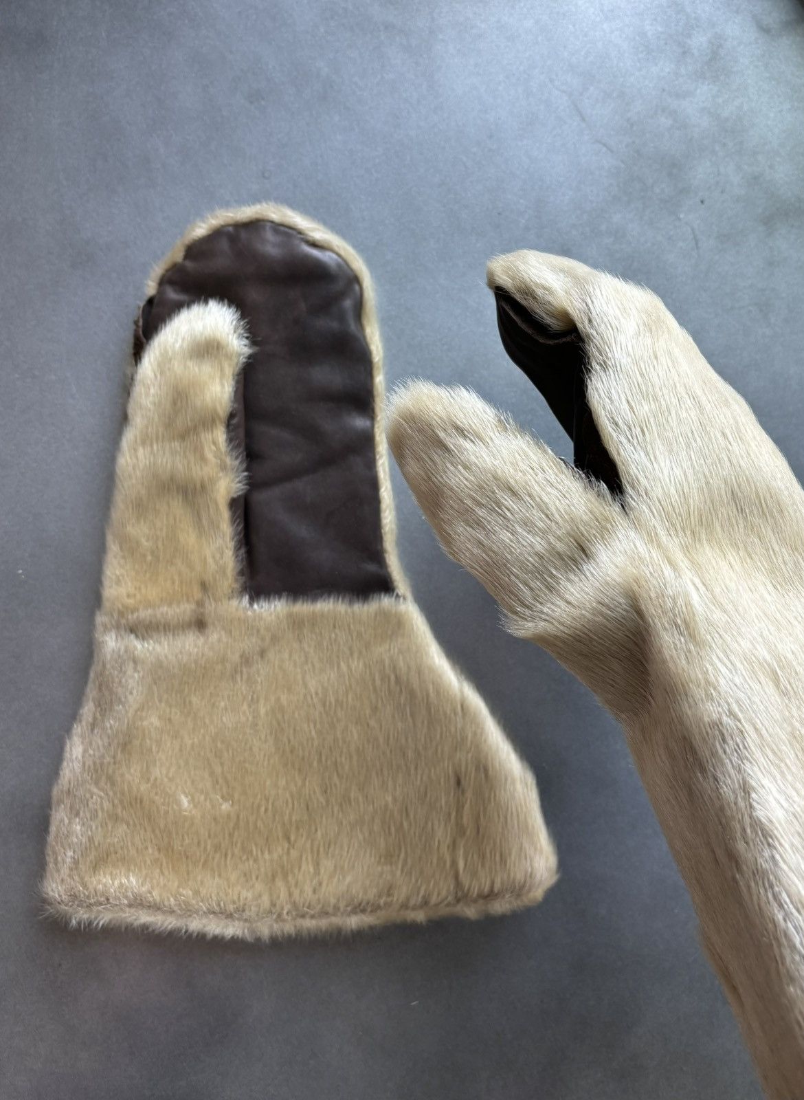 Leather × Vintage Vintage Sealskin Gauntlets Antique Seal Fur Mittens Gloves Size ONE SIZE - 2 Thumbnail