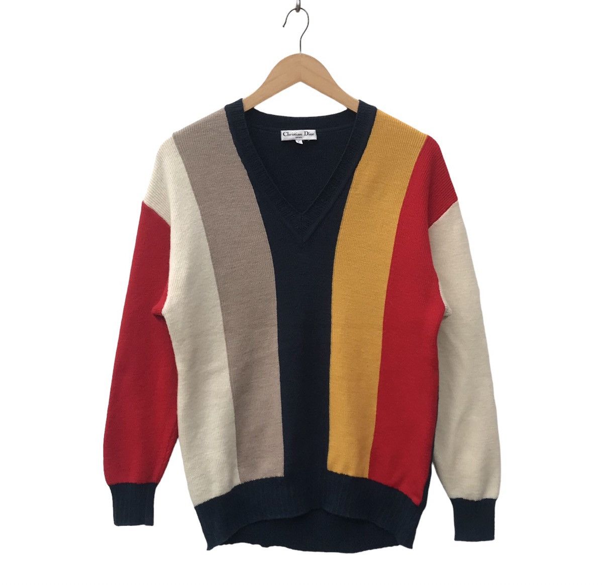 Vintage Christian Dior Sports Multicolour Wool Pullover