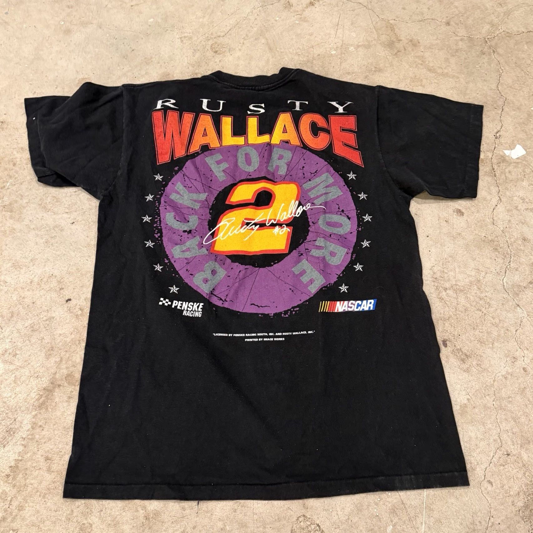Rusty VINTAGE 90s Rusty Wallace Single Stitch Tshirt Mens L Black Logo Big Logo Mens L Size US L / EU 52-54 / 3 - 2 Thumbnail