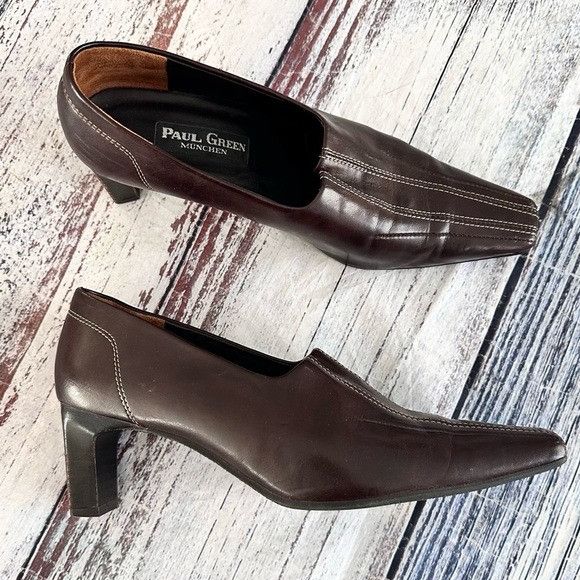 Other Vintage Paul Green Dark Brown Leather Mid-Heel Dress Shoes Size US 8.5 / IT 38.5 - 2 Thumbnail