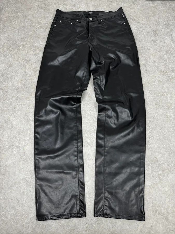 Versace 2000s Versace Black Eco Slim Leather Biker Pants Size US 32 / EU 48 - 1 Thumbnail