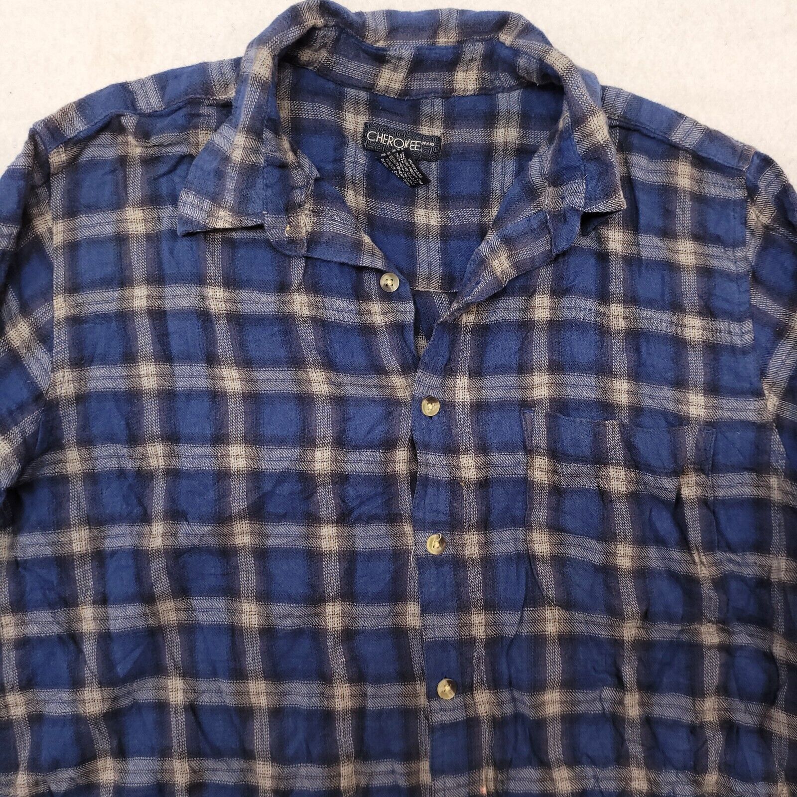 Cherokee Cherokee Tartan Flannel Button Up Shirt Mens Size M Blue Size US M / EU 48-50 / 2 - 1 Thumbnail