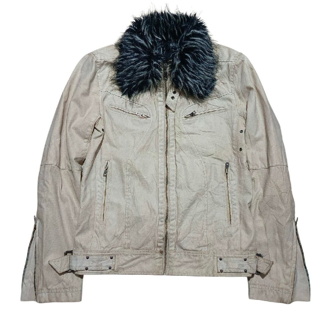 ジャケット・アウター CRUCIFIED FUR COAT 14th Addiction Archive L7 Fur Collar Waxed Rides Jacket Made