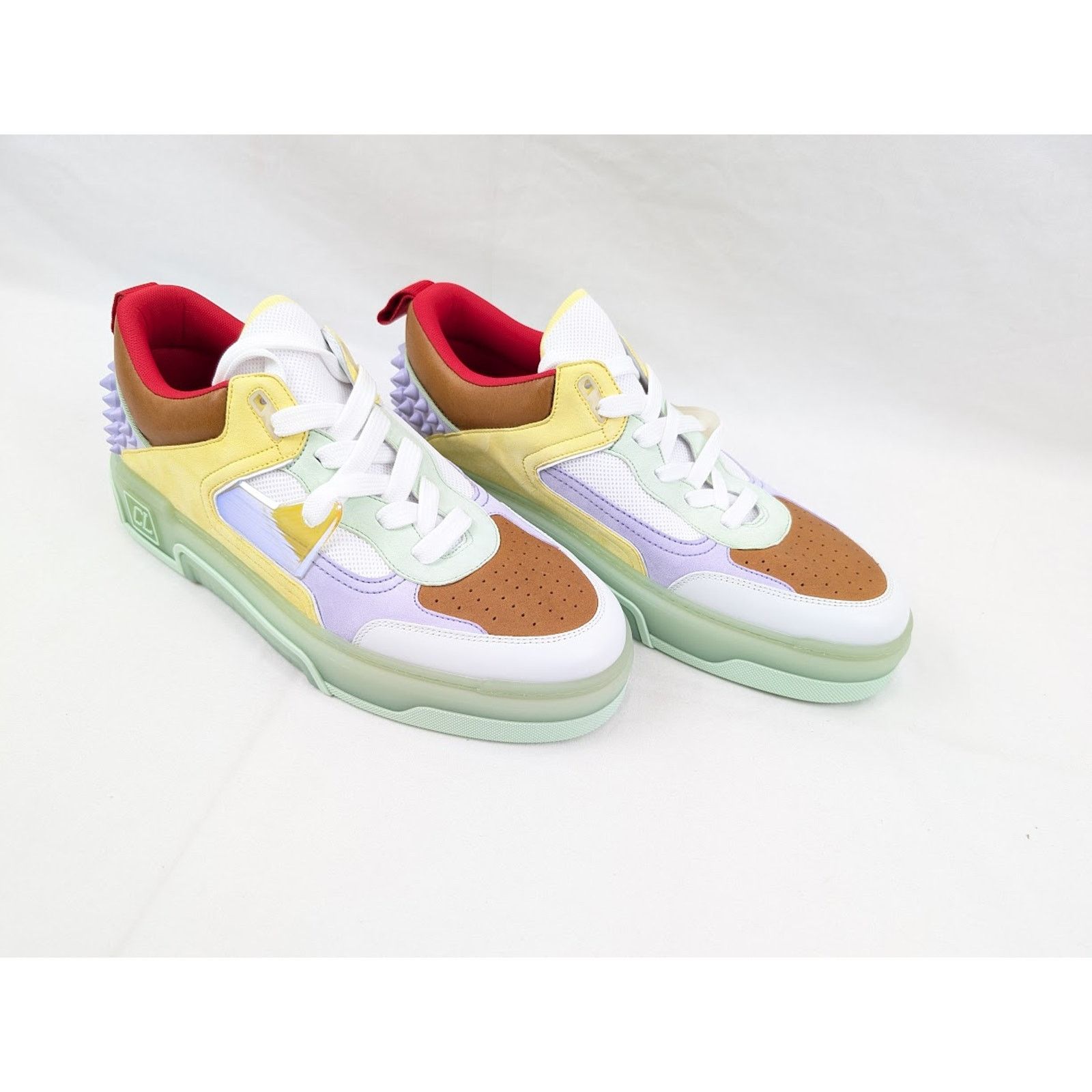Christian Louboutin o1rshd1 Calf Astrol Loubi Flat Sneakers Studio Green/Lilac Size US 11 / EU 44 - 12 Thumbnail