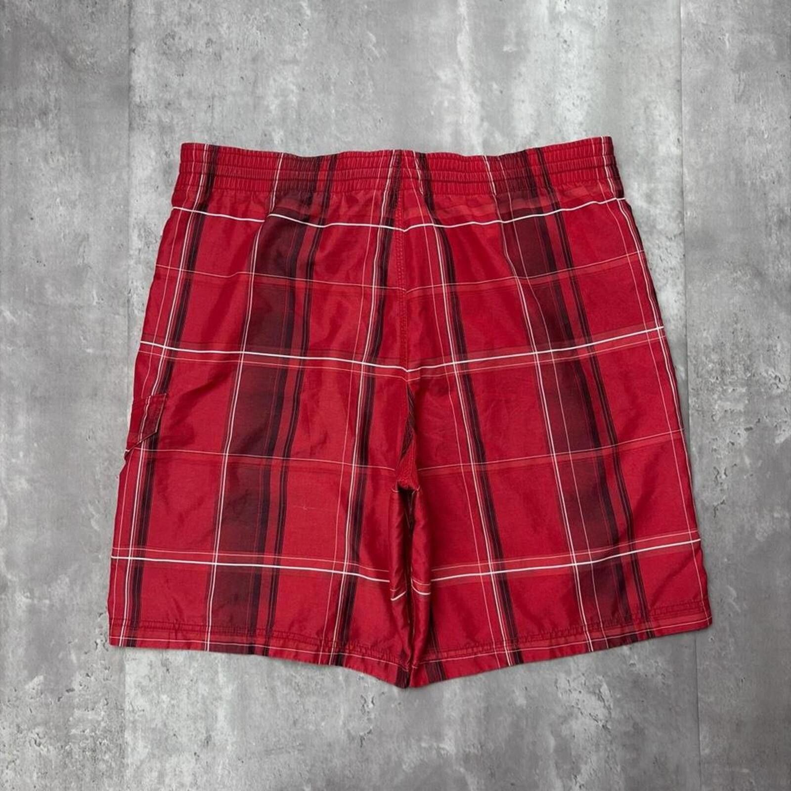 Speedo Vintage Red Speedo Surf Grunge Baggy Plaid Board Shorts Size US 34 / EU 50 - 2 Thumbnail