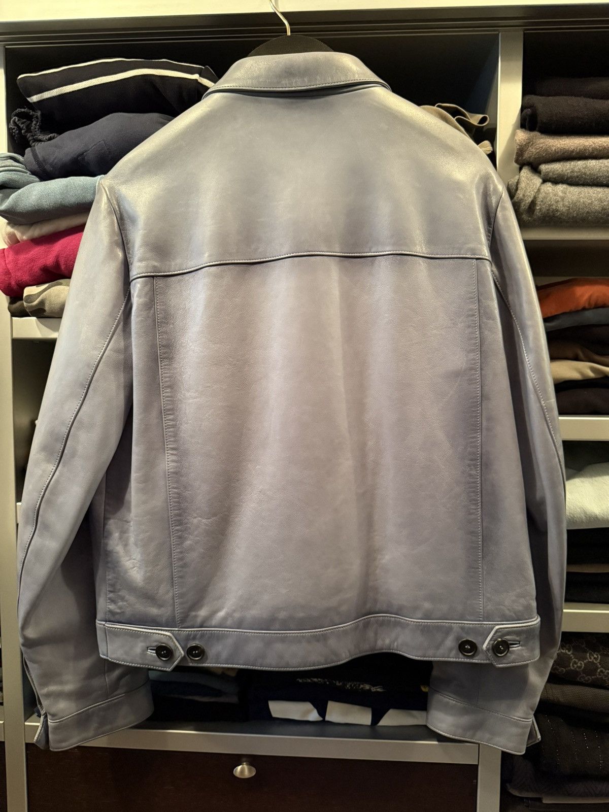 Prada HOLY GRAIL - Prada Runway Baby Blue Dream Leather Jacket 🏆 Size US L / EU 52-54 / 3 - 3 Thumbnail