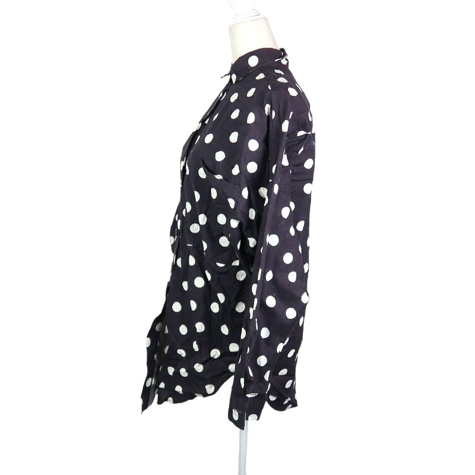Vintage VINTAGE Mirrors Polka Dot Button-Down Top M Women Long Sleeve Black White 90s 80s Casual Size M / US 6-8 / IT 42-44 - 3 Thumbnail