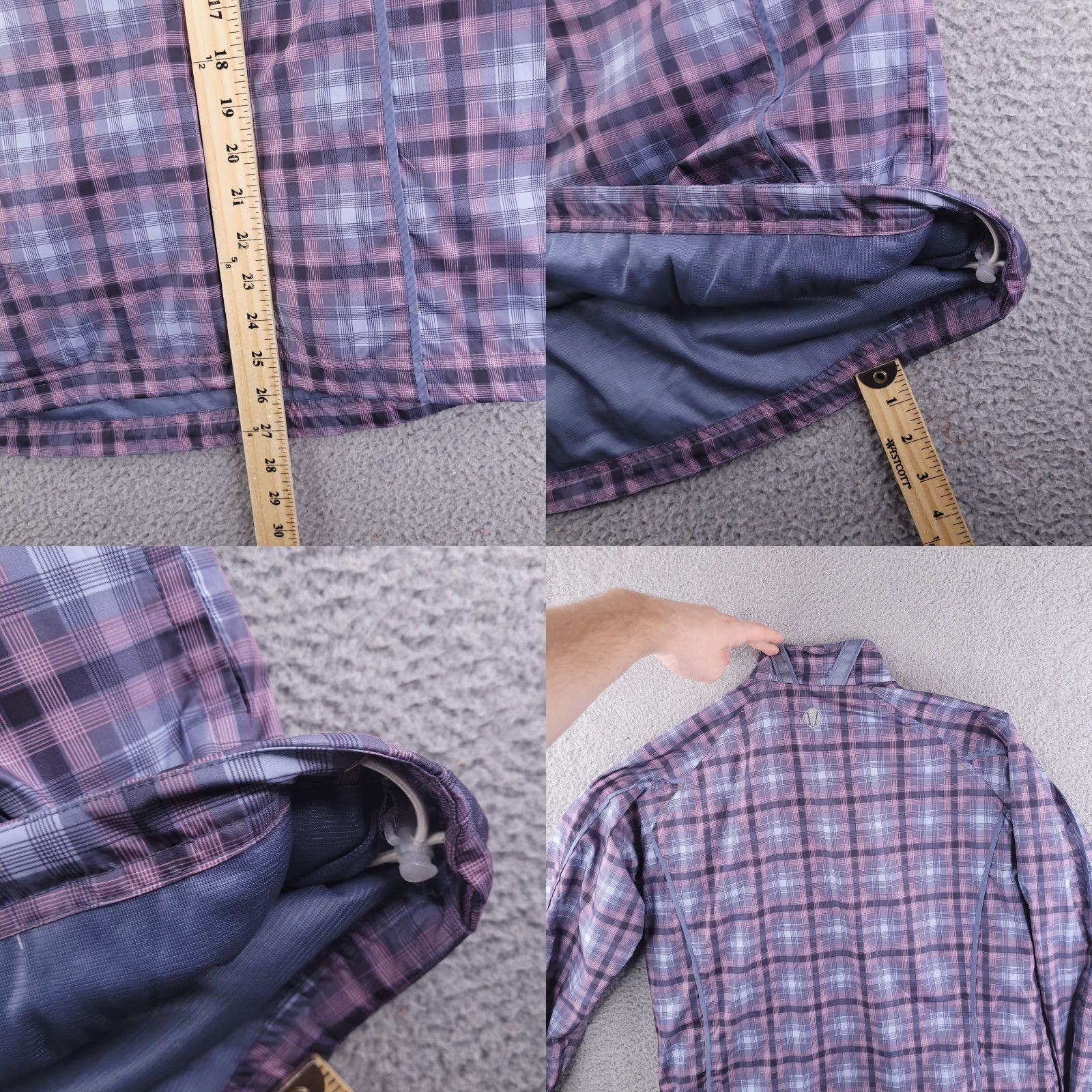 Vintage Sunice Jacket Womens Large Purple Plaid Quarter Zip Sweater Nylon Weather Check Size L / US 10 / IT 46 - 8 Thumbnail
