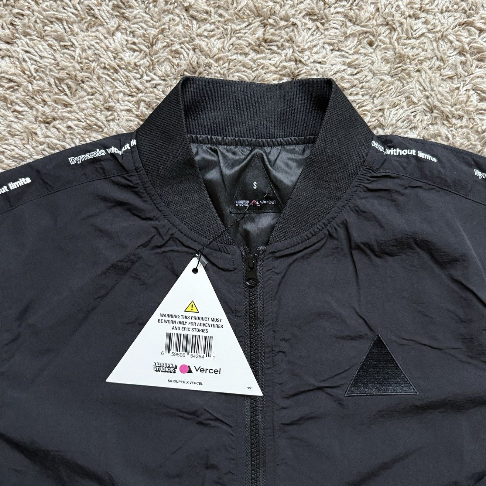 KidSuper Kid Super Studios Vercel Jacket Black Full Zip Nylon Bomber Size US S / EU 44-46 / 1 - 3 Thumbnail