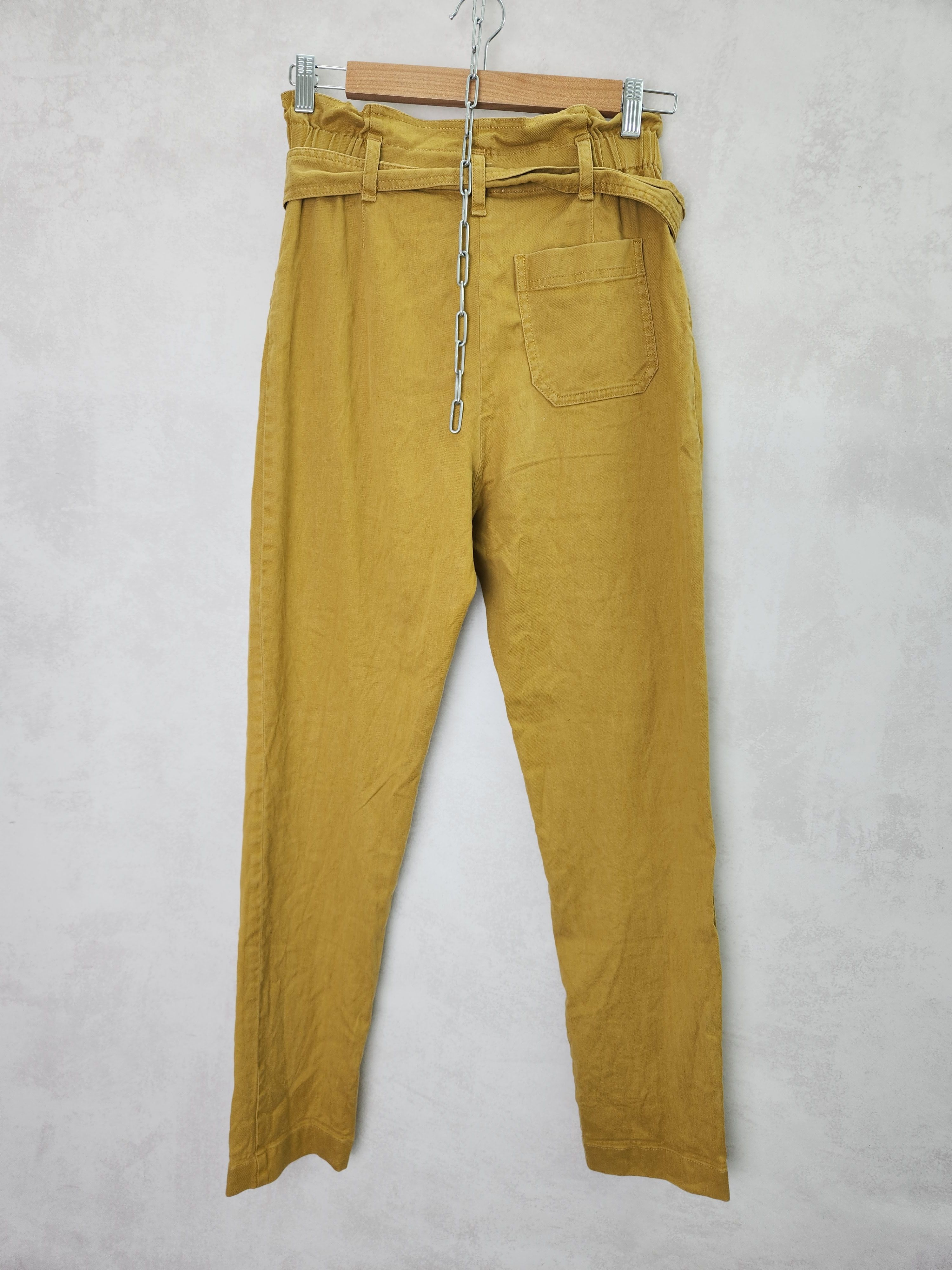 Sezane Sezane yellow cropped linen and cottone belted pants size 36 Size 25" / US 0 / IT 36 - 7 Thumbnail