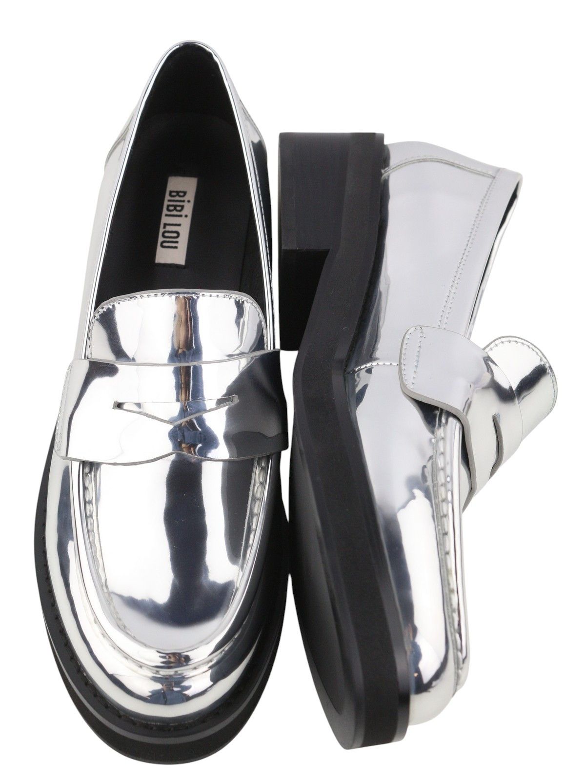 Other BIBI LOU JAYA EU39 Shiny Silver Leather Chunky 87554 Size US 8 / IT 38 - 6 Thumbnail