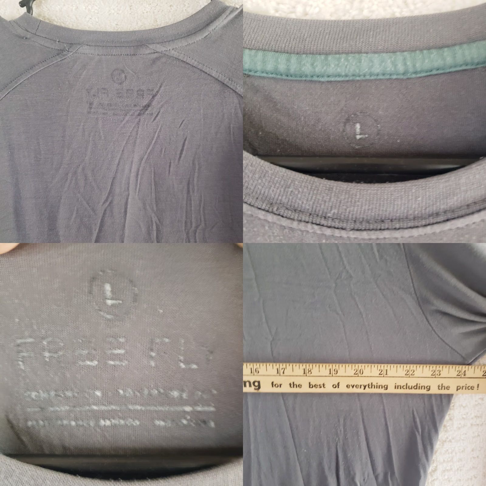 Vintage Free Fly T-Shirt Long Sleeve Mens L Gray Solid Bamboo Polyester Blend Performance Casual Shirt Size US L / EU 52-54 / 3 - 8 Thumbnail