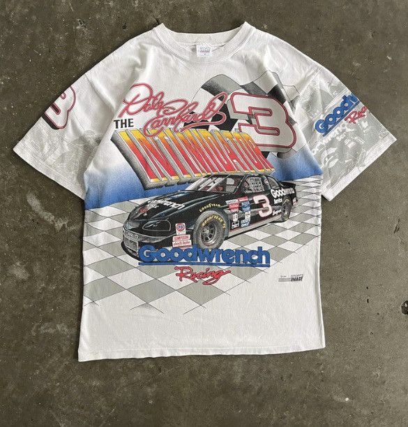 image of 1995 Dale Earnhardt Nascar Aop Tee in White, Men's (Size Medium)