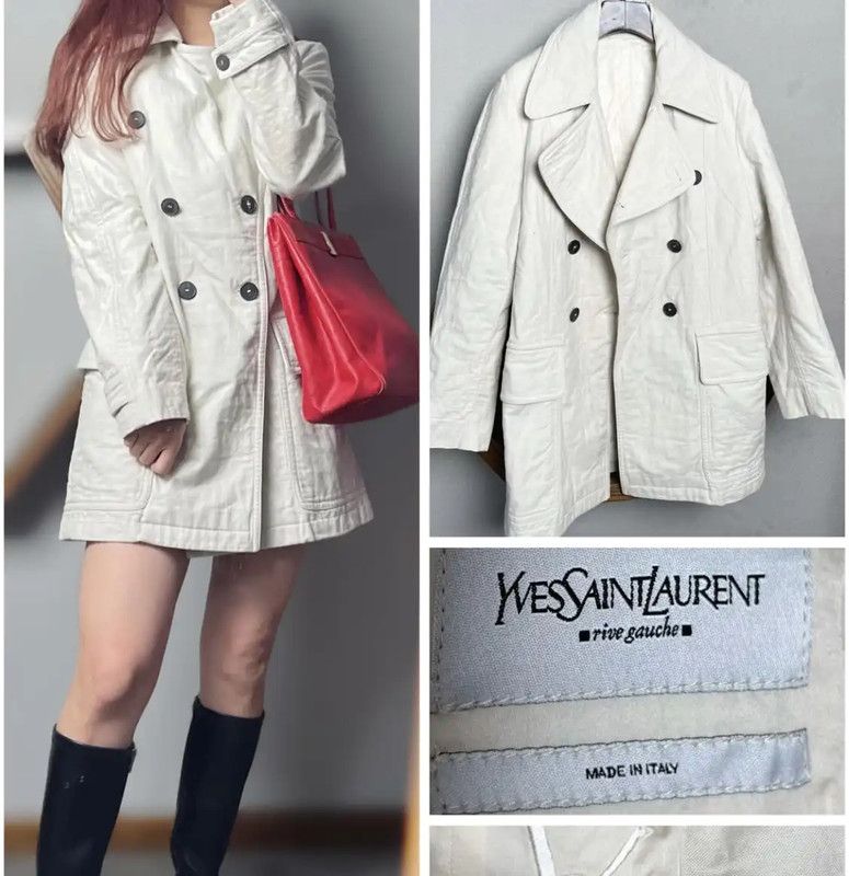 Yves Saint Laurent YSL White Cotton Women's Coat 0089 Size ONE SIZE - 1 Thumbnail