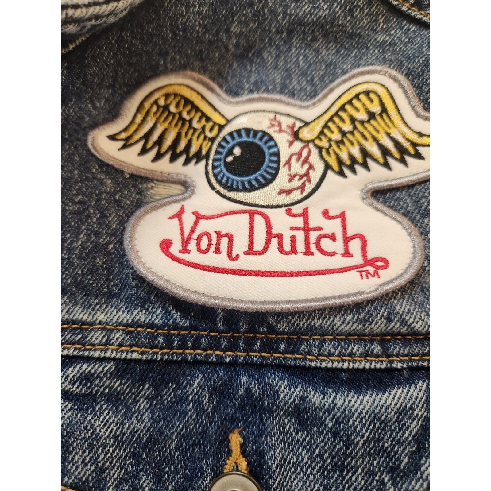 Von Dutch New Von Dutch Denim Jacket Mens Wings Eye Patch Button Up Size US M / EU 48-50 / 2 - 5 Thumbnail