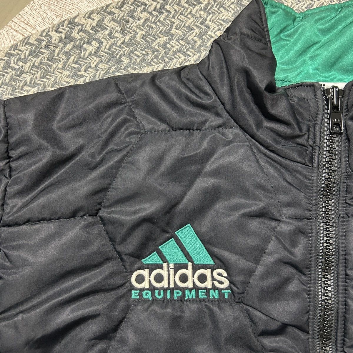 Adidas × Equipment × Vintage Vintage90s Adidas Equipment Big Logo Black Jacket Coat Size US L / EU 52-54 / 3 - 4 Thumbnail
