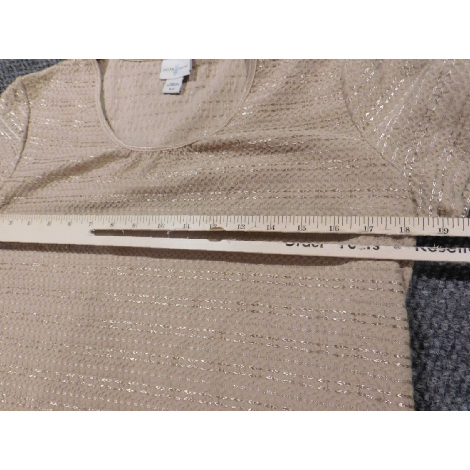 Vintage Jaclyn Smith Womens Blouse S Beige Short Sleeve Crew Neck Pullover Regular Lightweight Stretch Casual Solid Basic Classic Size S / US 4 / IT 40 - 5 Thumbnail