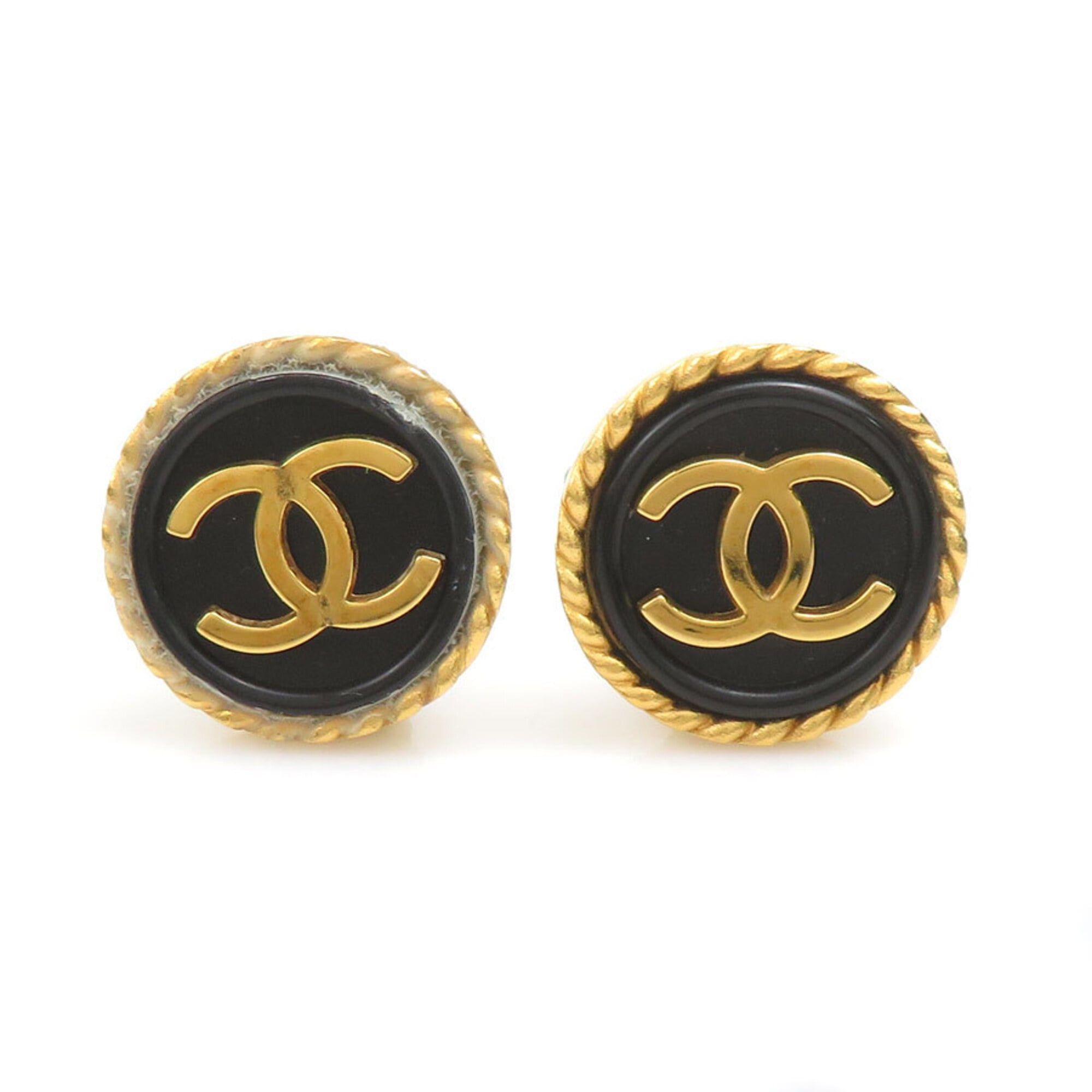 Chanel Chanel earrings, metal, black and gold, women's, h32119i Size ONE SIZE - 1 Thumbnail