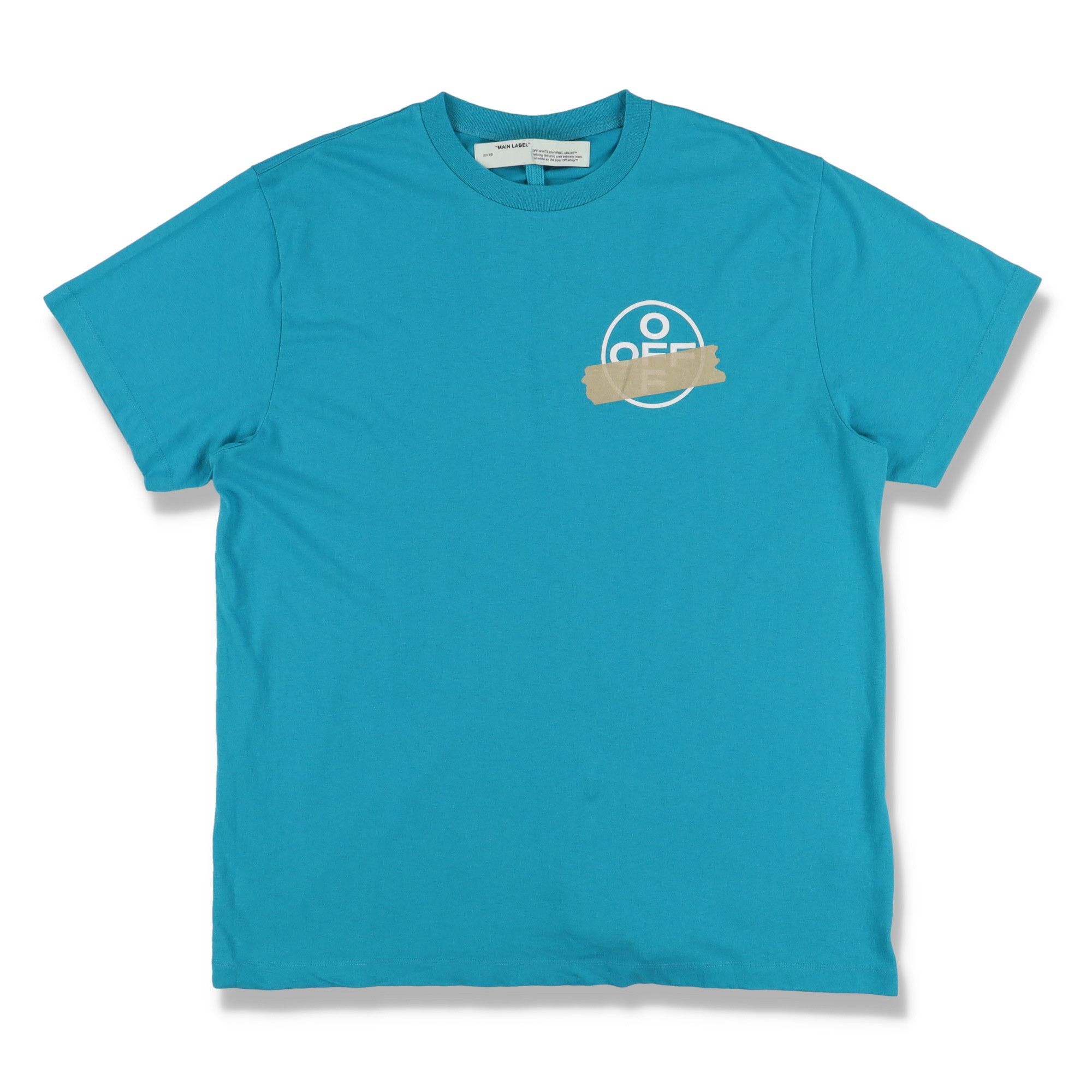Off-White Blue and Beige Tape Arrows Logo Oversized T-Shirt Size US S / EU 44-46 / 1 - 5 Thumbnail