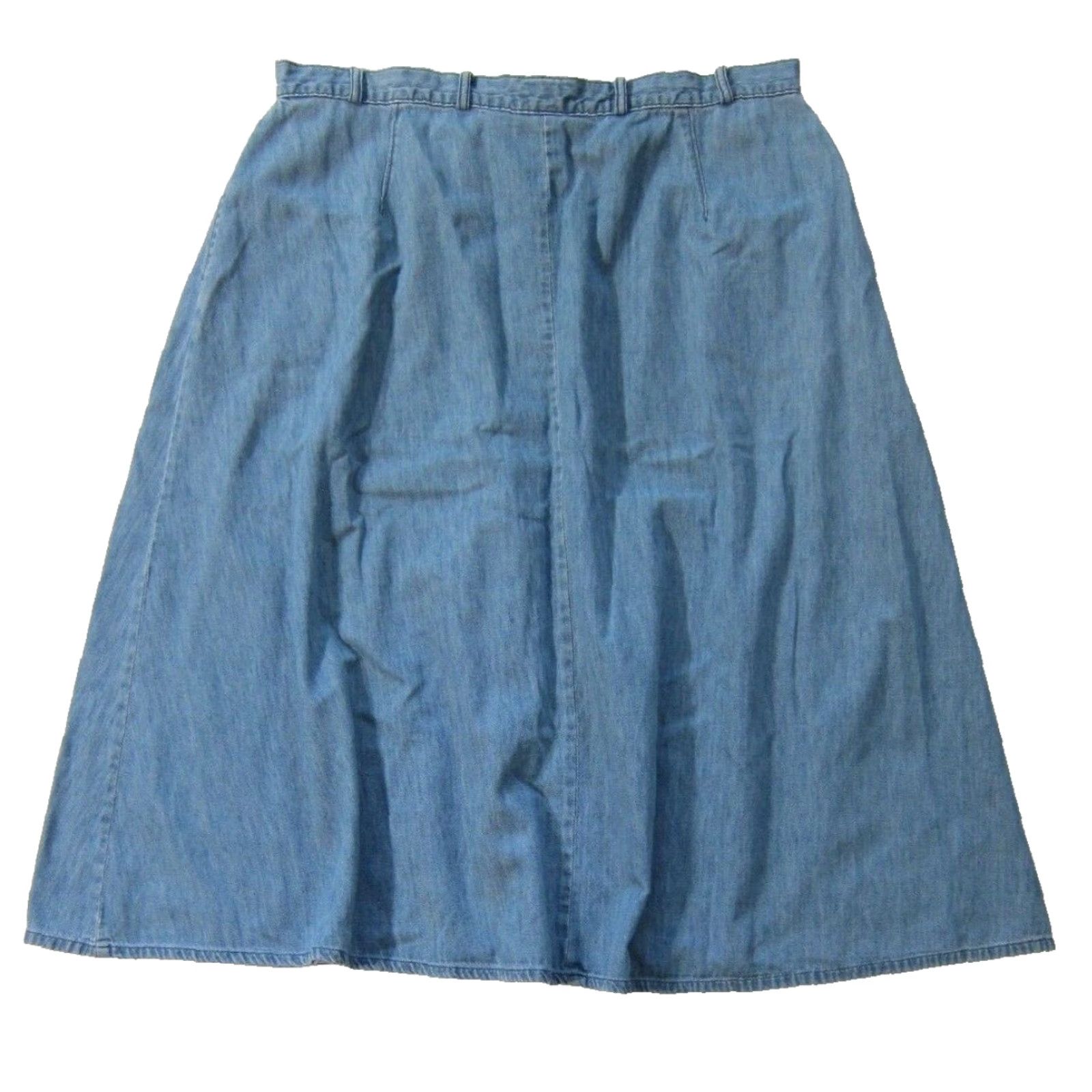 Denime Willowbend Denim 100% Cotton Lightwash Button Down Maxi Pocket Skirt Women 24 Blue Denim Vintage Licensed? Size 42" / US 20 - 2 Thumbnail