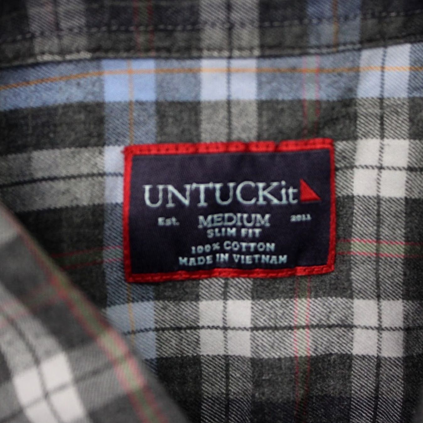 UNTUCKit UNTUCKit Shirt Mens Medium Gray/Blue Carano Slim Fit 100% Cotton Long Sleeve Button-Up Shirt Womens? Size US M / EU 48-50 / 2 - 6 Thumbnail