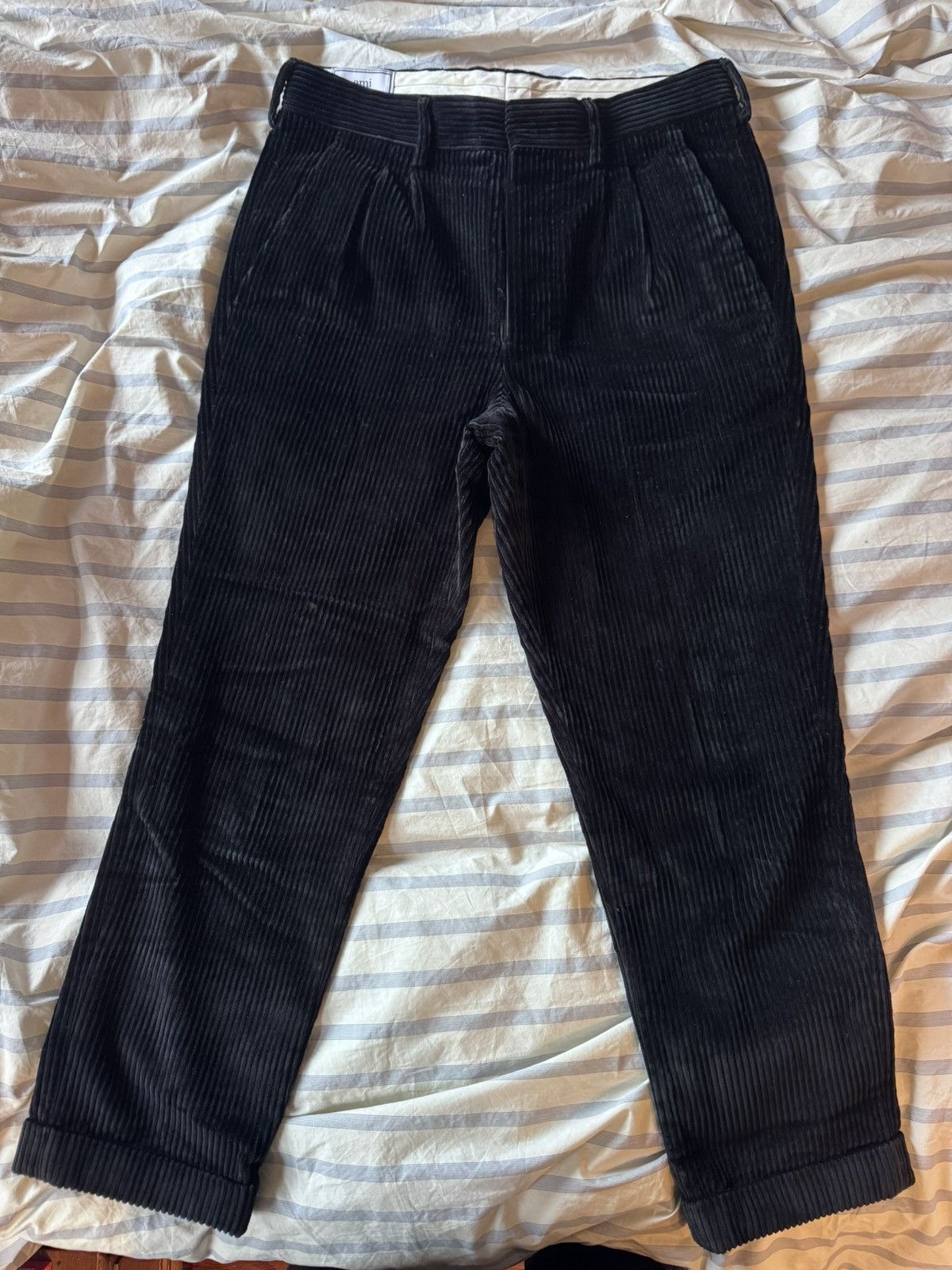 AMI AMI Paris Corduroy Black Trousers Size US 29 - 1 Thumbnail