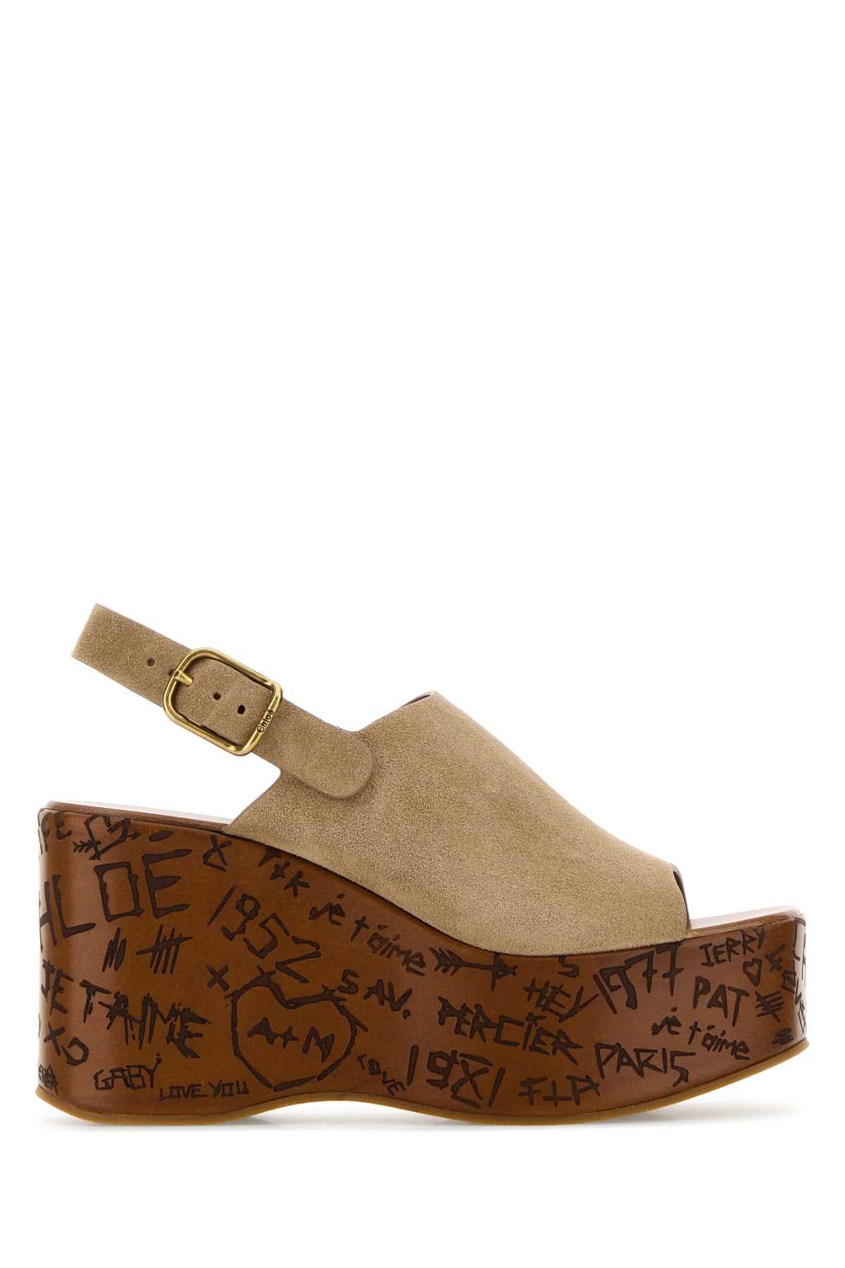 Chloe Beige Suede Maxime Wedges Size US 6 / IT 36 - 1 Thumbnail