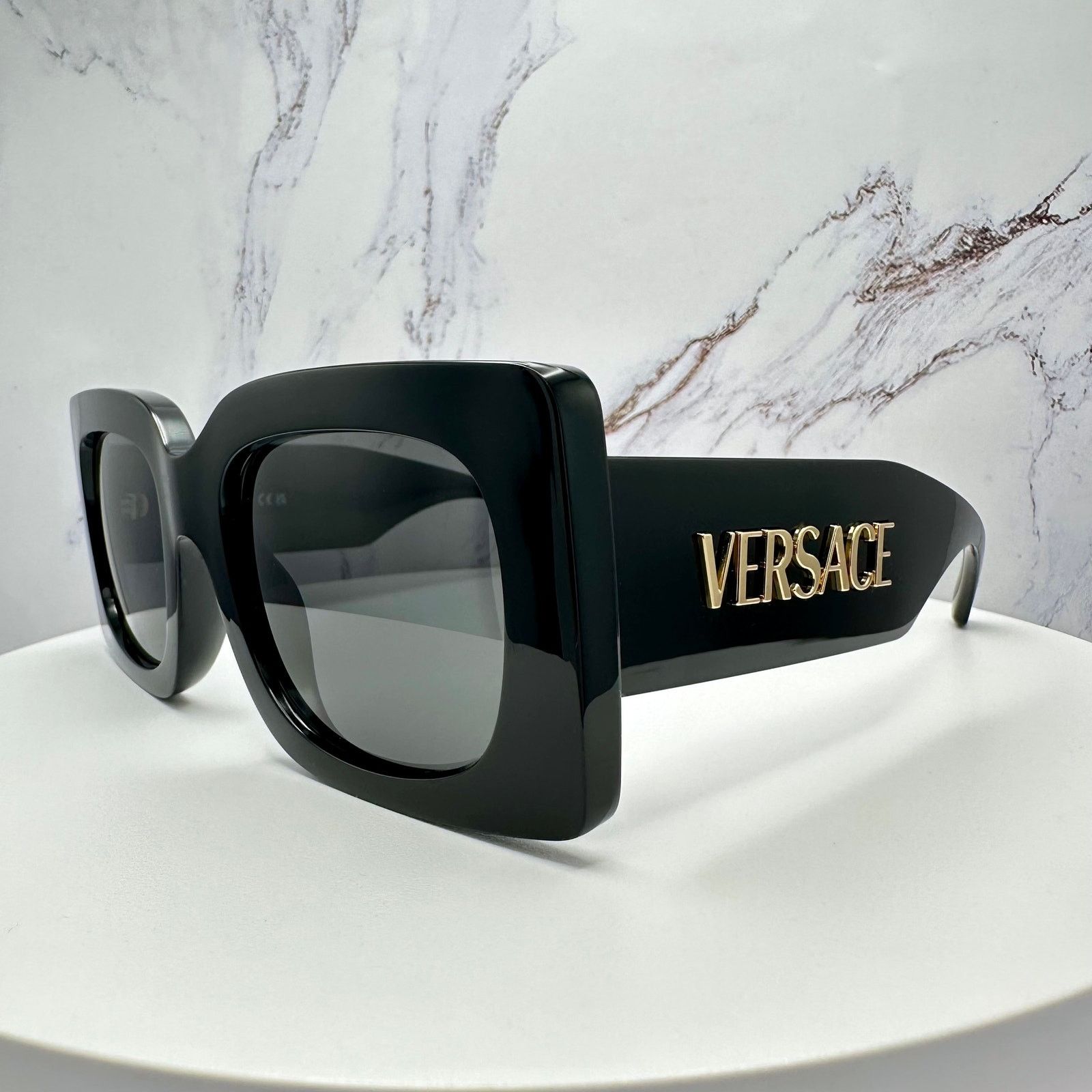 Versace New VERSACE Sunglasses Black Gold Metal Letter 3D Logo Size ONE SIZE - 3 Thumbnail