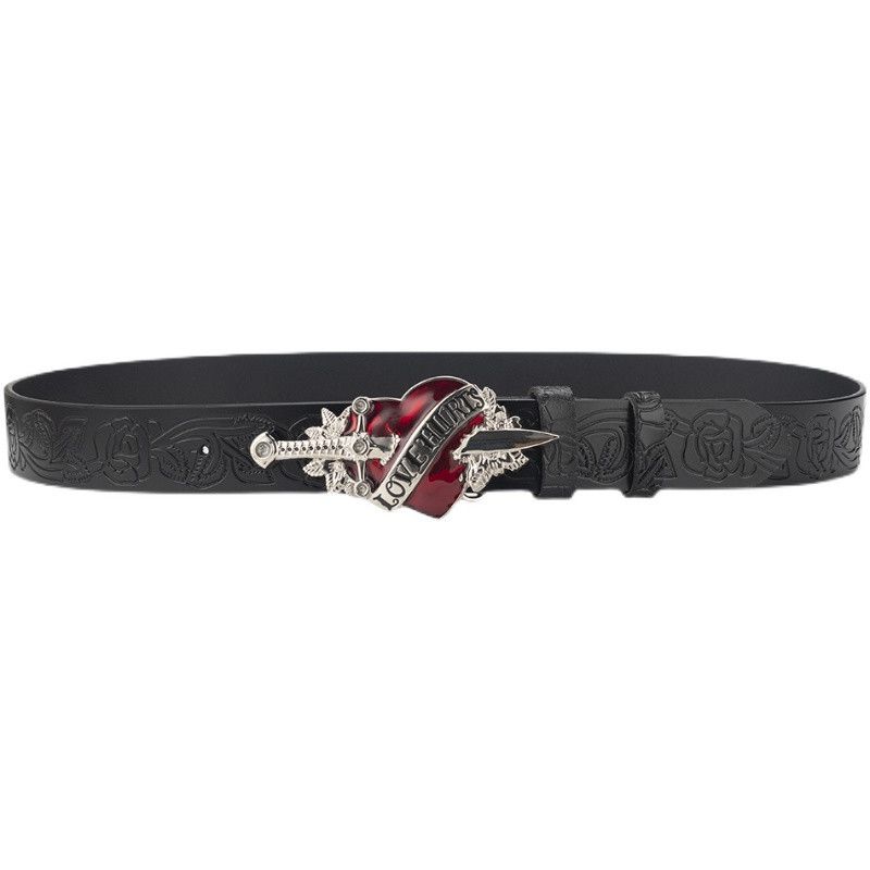 Designer Dark Vintage Belt Riveted Belts Menswear Accessories Size ONE SIZE - 5 Thumbnail