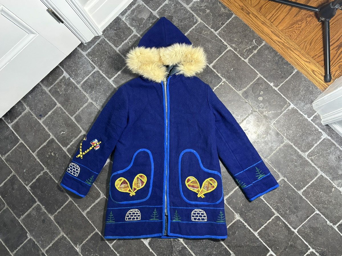 Vintage Vintage Wool Coat Duffle Jacket Inuit Eskimo Fur Parka Hood Size US S / EU 44-46 / 1 - 19 Thumbnail