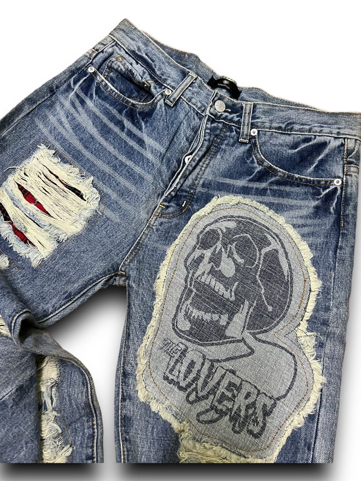 Designer × Japanese Brand SUPER LOVERS ROCK DISTRESSED JEANS JAPANESE BRAND DENIM Size US 32 / EU 48 - 12 Thumbnail