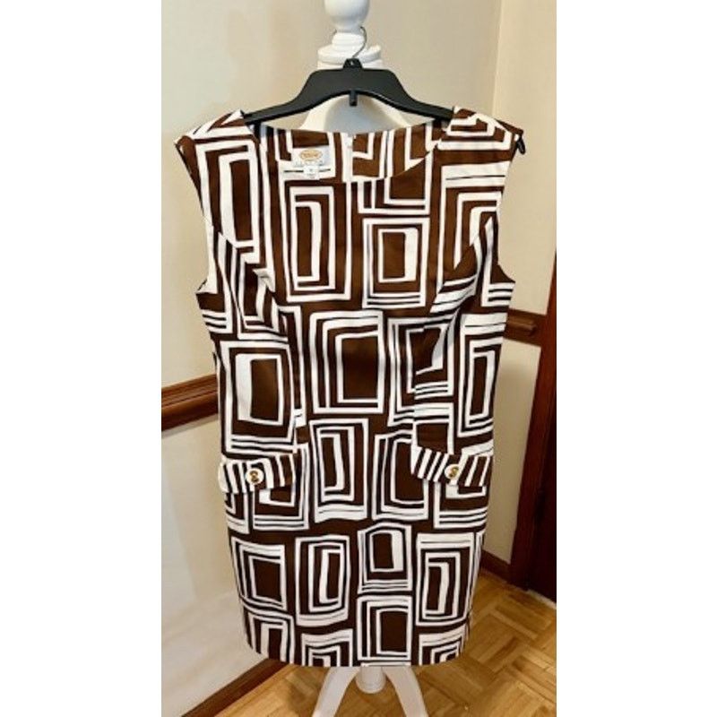 Talbots Talbots Brown Geometric Shift Dress Size 10 Retro Mod Print Size L / US 10 / IT 46 - 9 Thumbnail